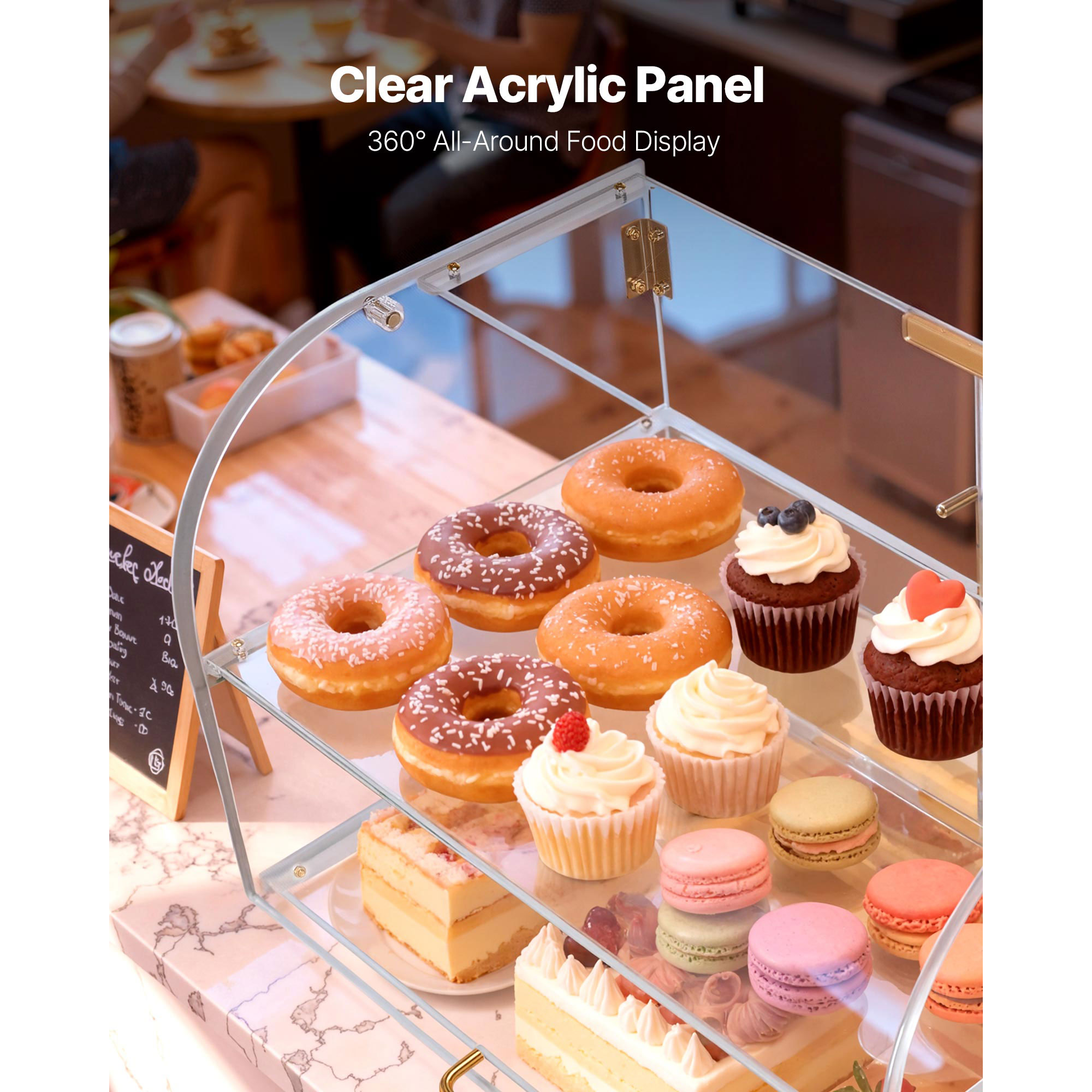 Bakery Display Case, 2-Tier Commercial Countertop Pastry Display Case, Clear Acrylic Bread Box For Kitchen, Party Cake Cabinet With Magnetic Rear Door For Cookie Dessert Donut, 22 X 14 X 14 — foto 5