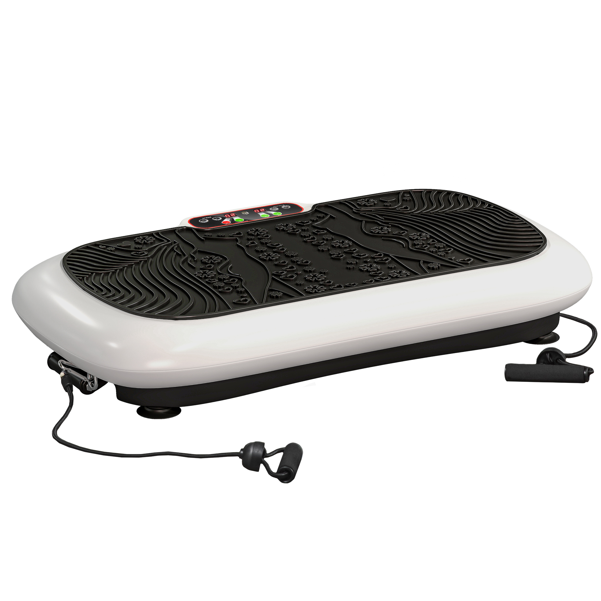 Vibrationsplatte Mit 99 Stufen, 2 Fitnessbändern 73 X 40 X 13cm Weiß+Schwarz