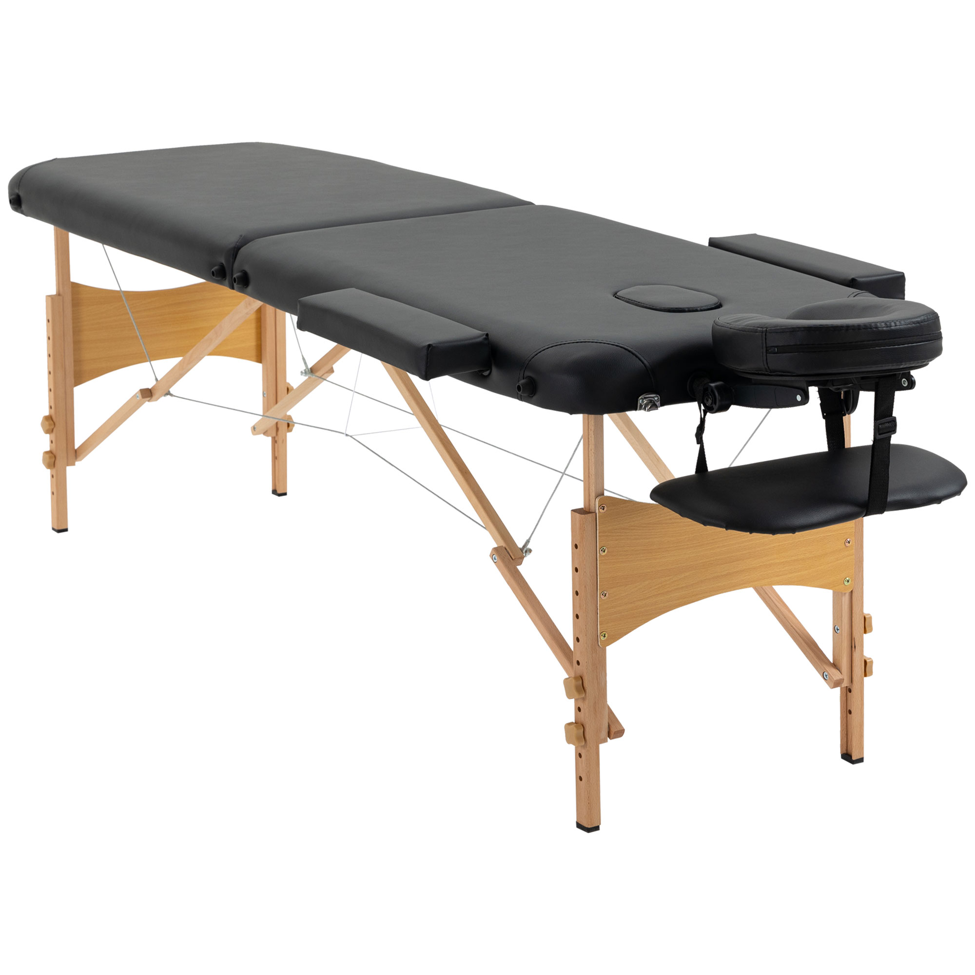 Massagetisch, Klappbare Massageliege, Höhenverstellbare Massagebank Für Spa, Salon, Kunstleder, Holz, Schwarz