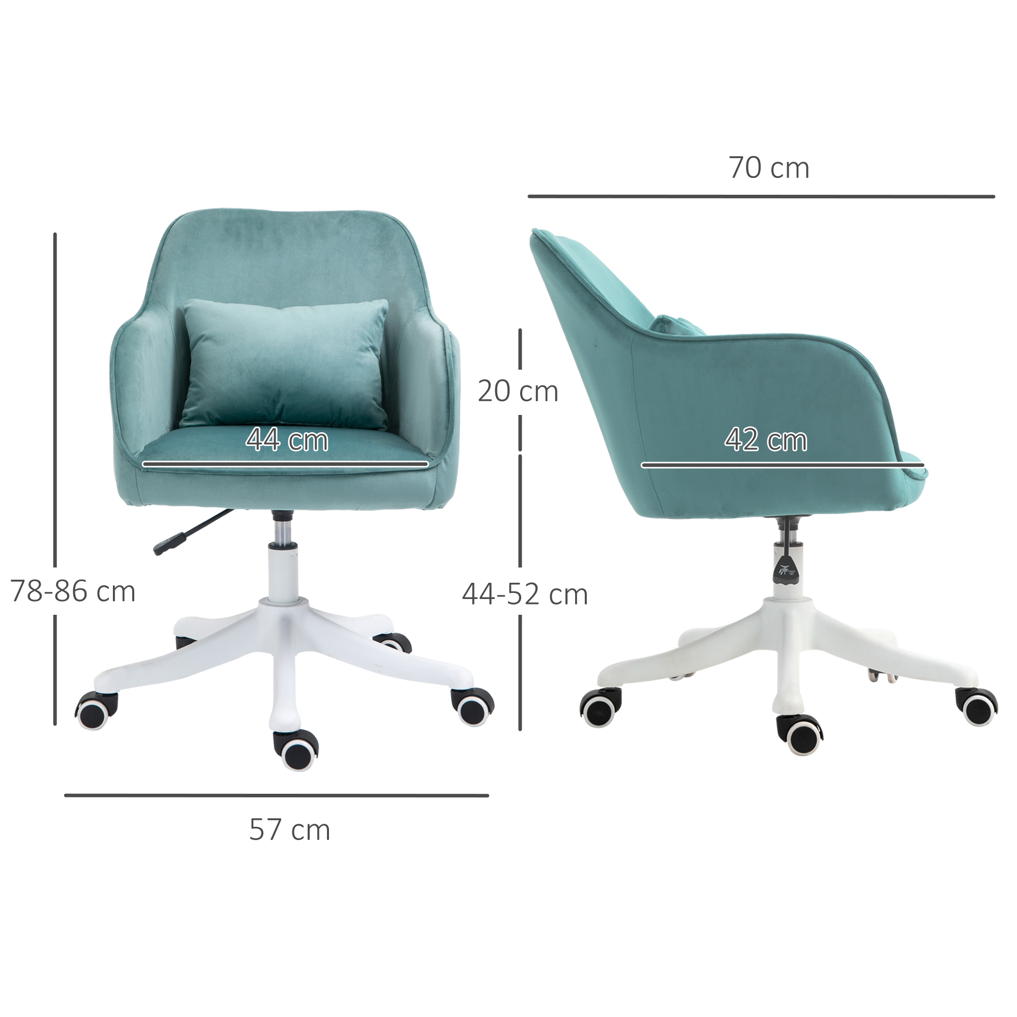 Massage-Bürostuhl In Samtoptik Mit Vibrationsfunktion 55 Cm X 65 Cm X 86  Cm Grün