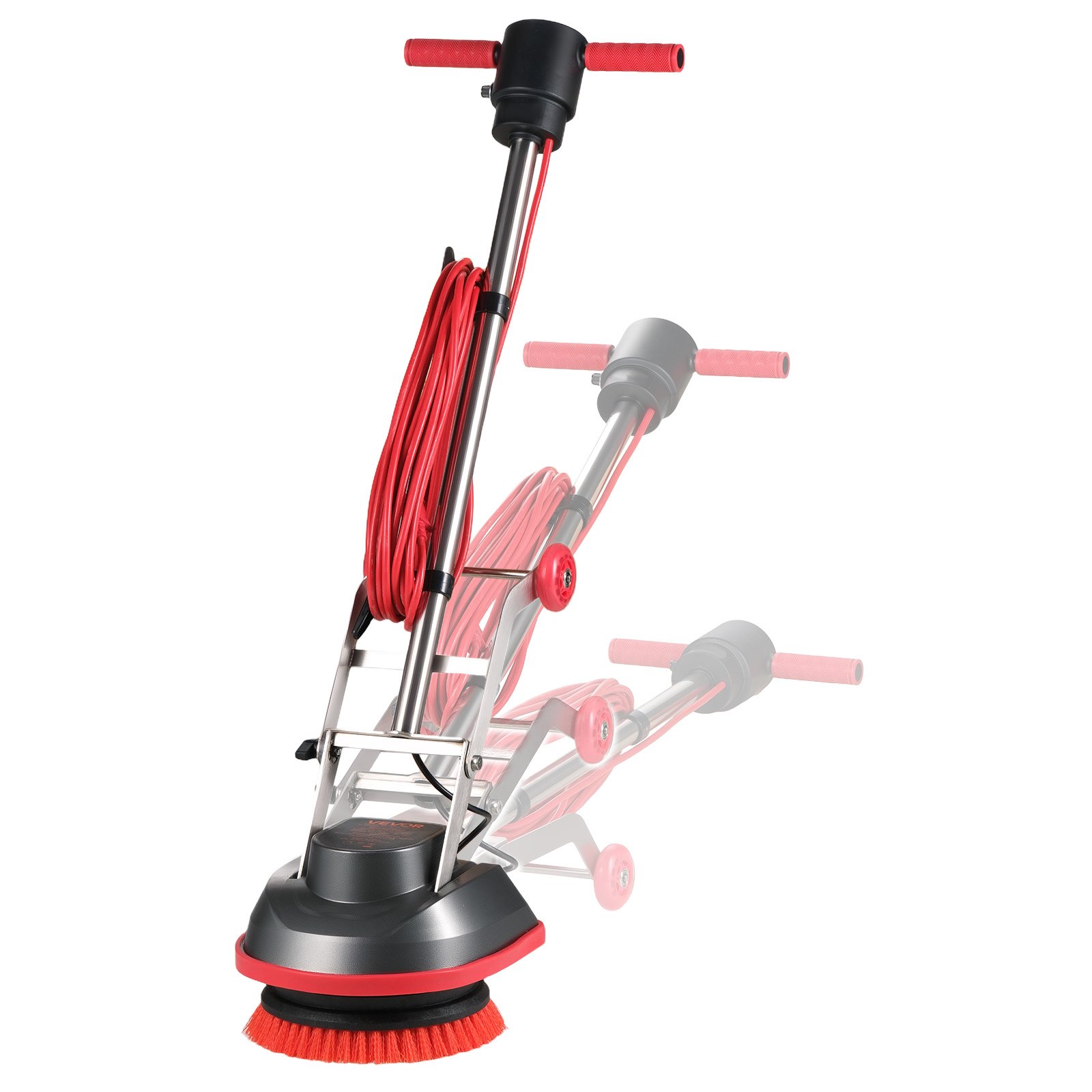Commercial Floor Scrubber Machine, Heavy Duty Floor Cleaner Polisher With 2 Wheels, Professional Electric Carpet Buffer, Max 1900 RPM, 43 FT Cord, 3 Pads & 3 Brushes - All Floor Surfaces