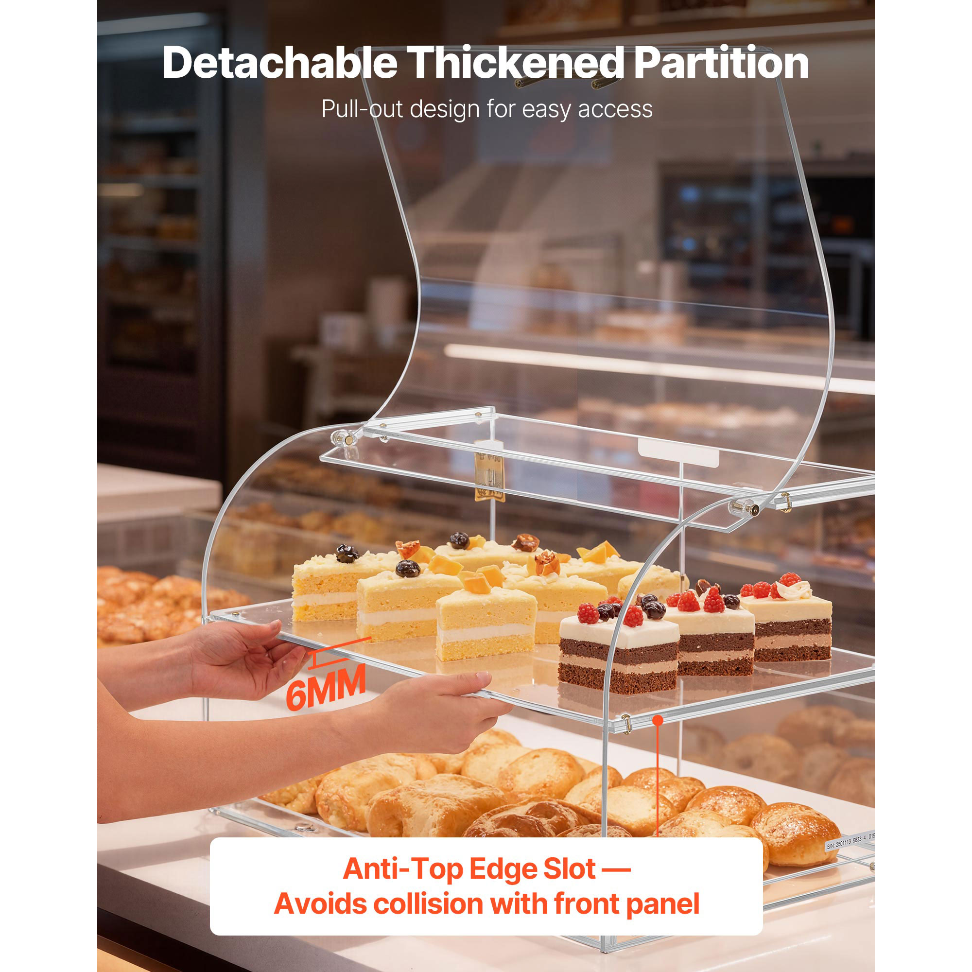Bakery Display Case, 2-Tier Commercial Countertop Pastry Display Case, Clear Acrylic Bread Box For Kitchen, Party Cake Cabinet With Magnetic Rear Door For Cookie Dessert Donut, 22 X 14 X 14 — foto 2