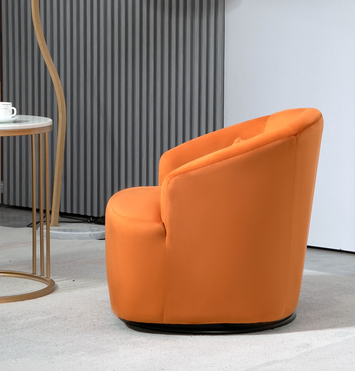 Velvet Swivel Barrel Accent Chair