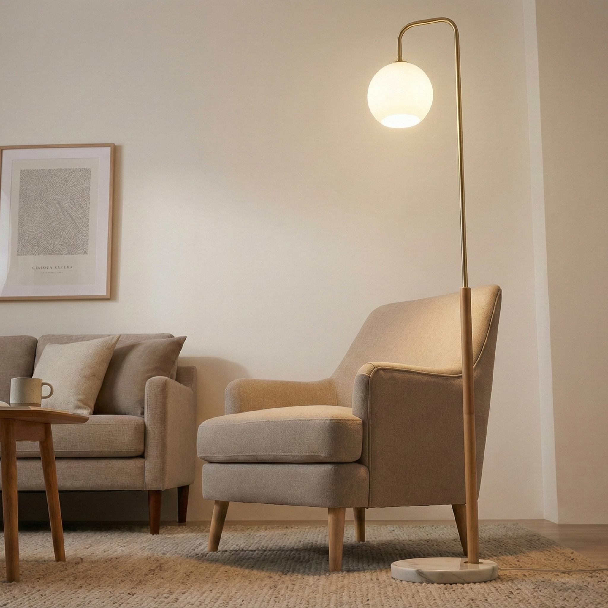 Tall Corner Floor Lamp, Standing Light For Living Room, Bedroom & Office Space Illumination, Solaris White Lampshade Floor Lamp 110V