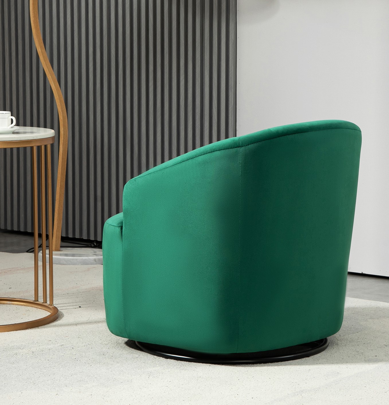 Velvet Swivel Barrel Accent Chair