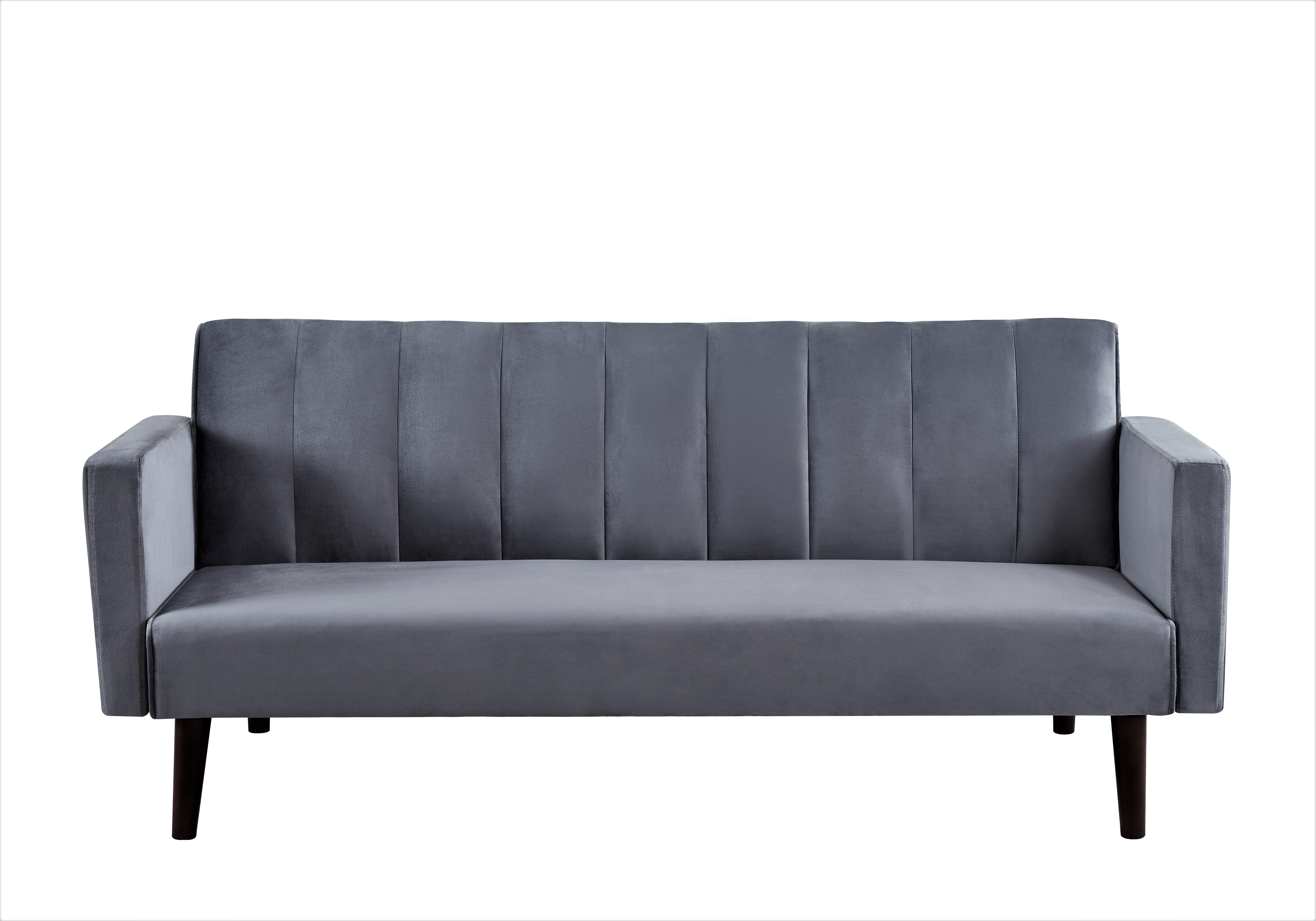 72   Velvet Convertible Futon Sofa Bed - Full Out Twin Sleeper Couch W Channel Stitch, Wood Frame & High-Density Foam - Space-Saving For Apartments Dorms, Grey