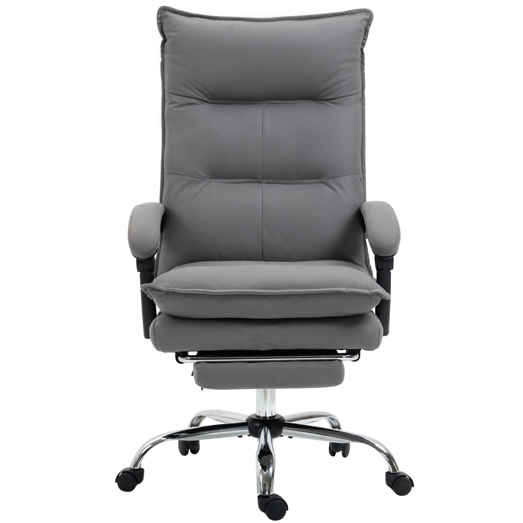Bürostuhl Mit Massagefunktion, Heizfunktion, Fernbedienung, Ausfahrbare Fußstütze, Neigbar, Grau