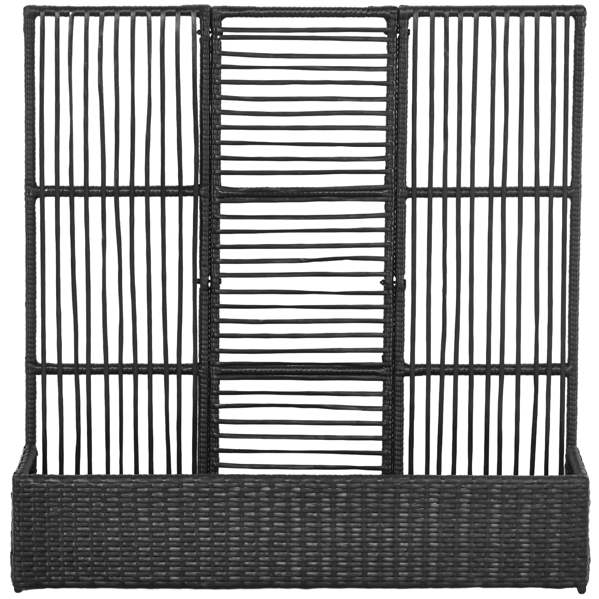 Blumenkasten Mit Spalier, Wetterfest, Polyrattan, 103 X 29 X 103 Cm, Schwarz