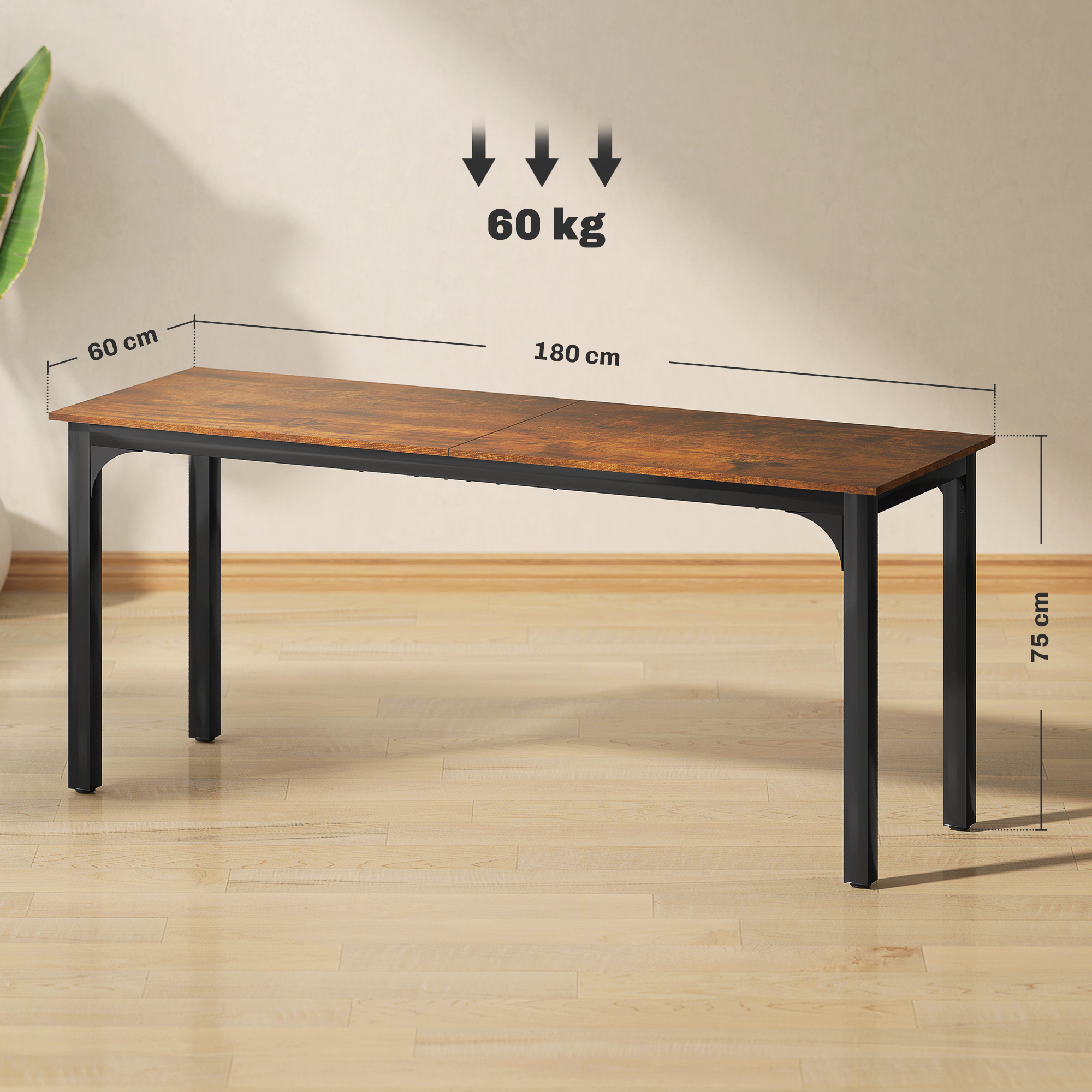 Schreibtisch, Computertisch, Rustikales Design, Viel Platz, Spanplatte, Braun