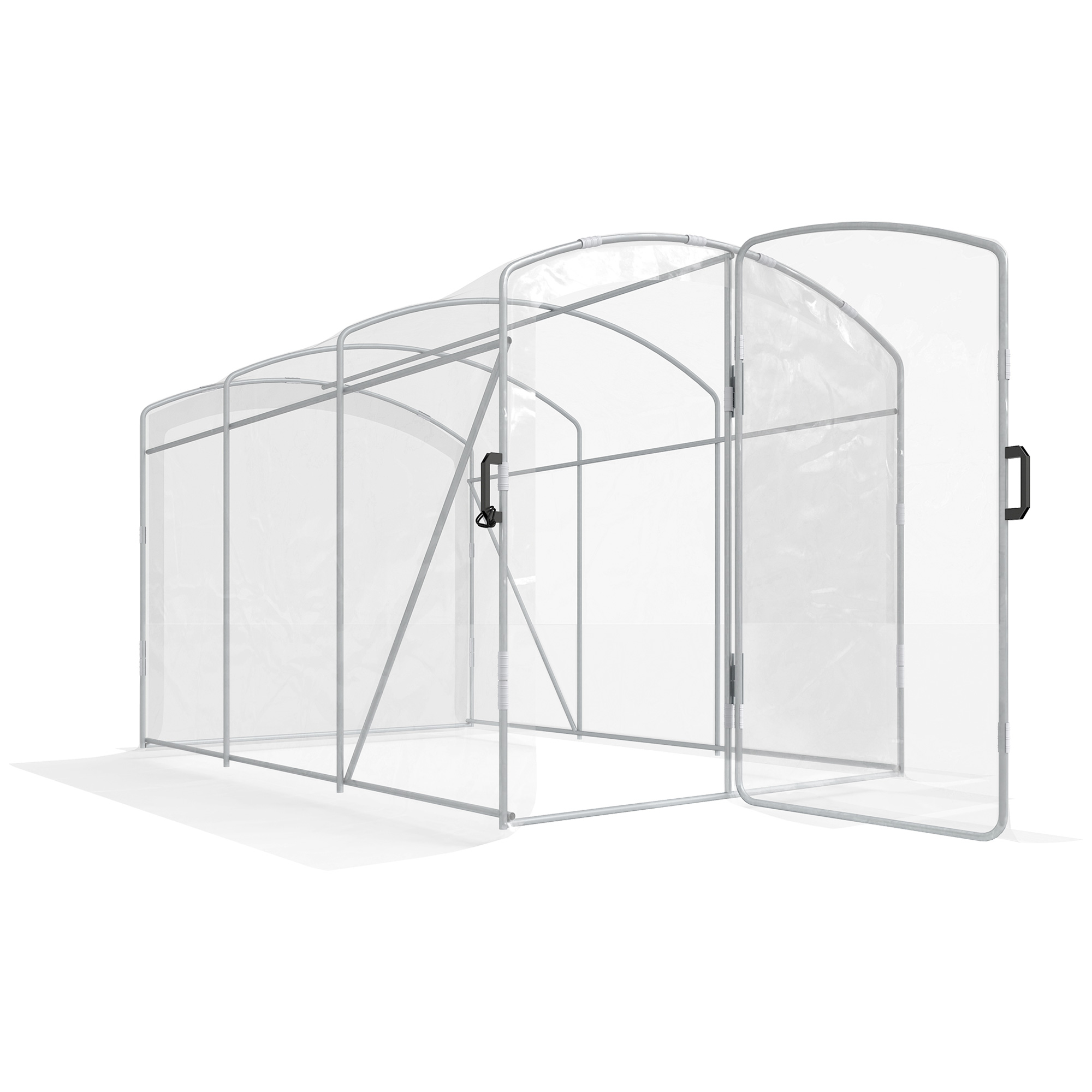 Tunnel-Gewächshaus, Begehbar, Transparente Folie, Verzinkter Stahlrahmen, 3 X 2 X 2m