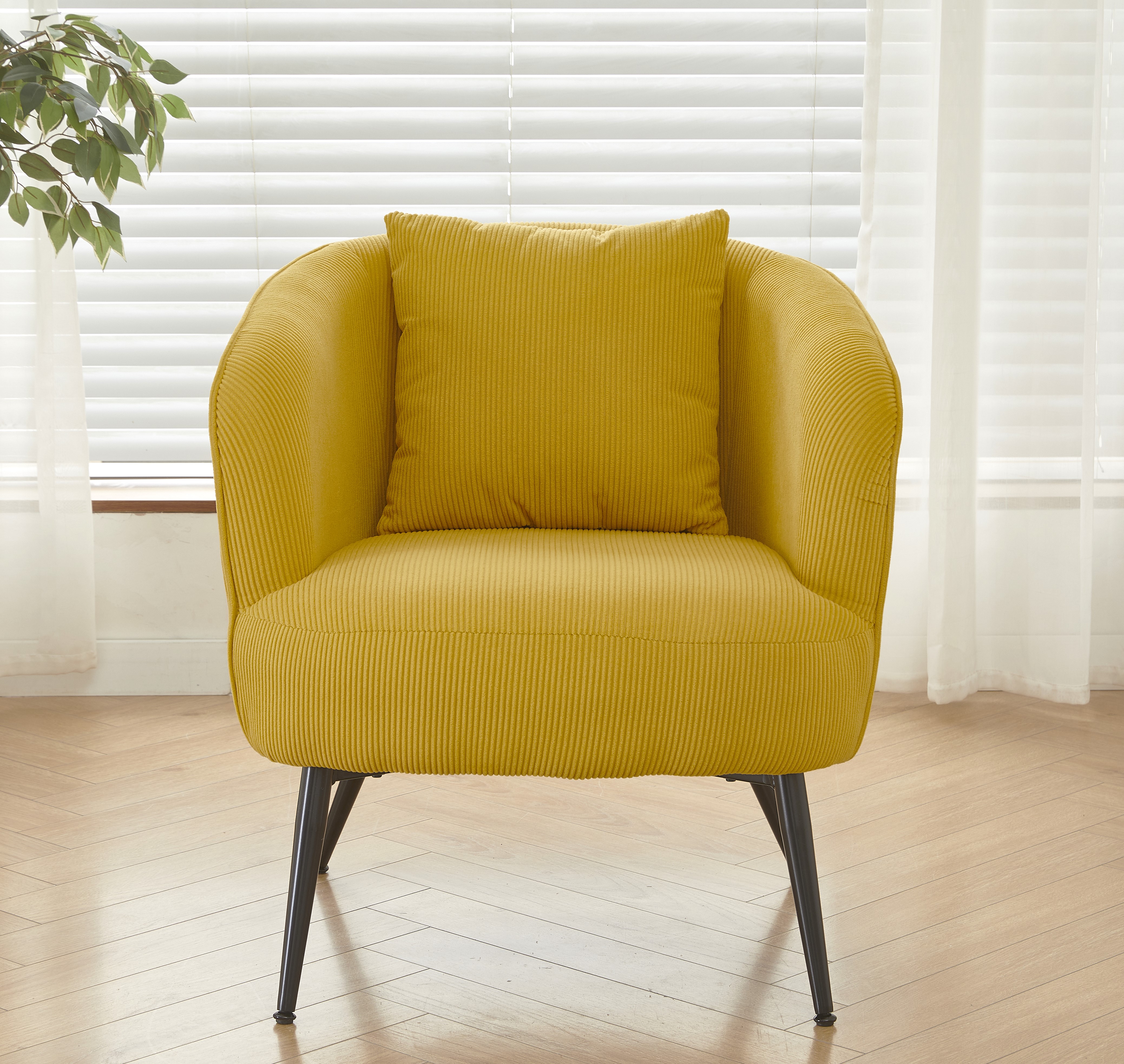 Velvet Accent Chair with Pillow