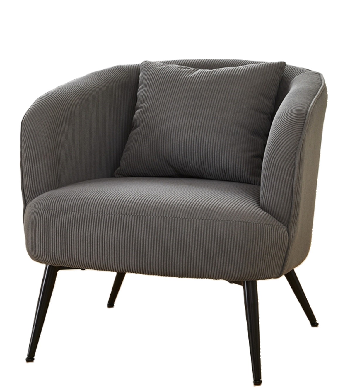 Velvet Accent Chair With Pillow, Modern Upholstered Armchair With Metal Legs, Comfy Barrel Chair For Living Room Bedroom