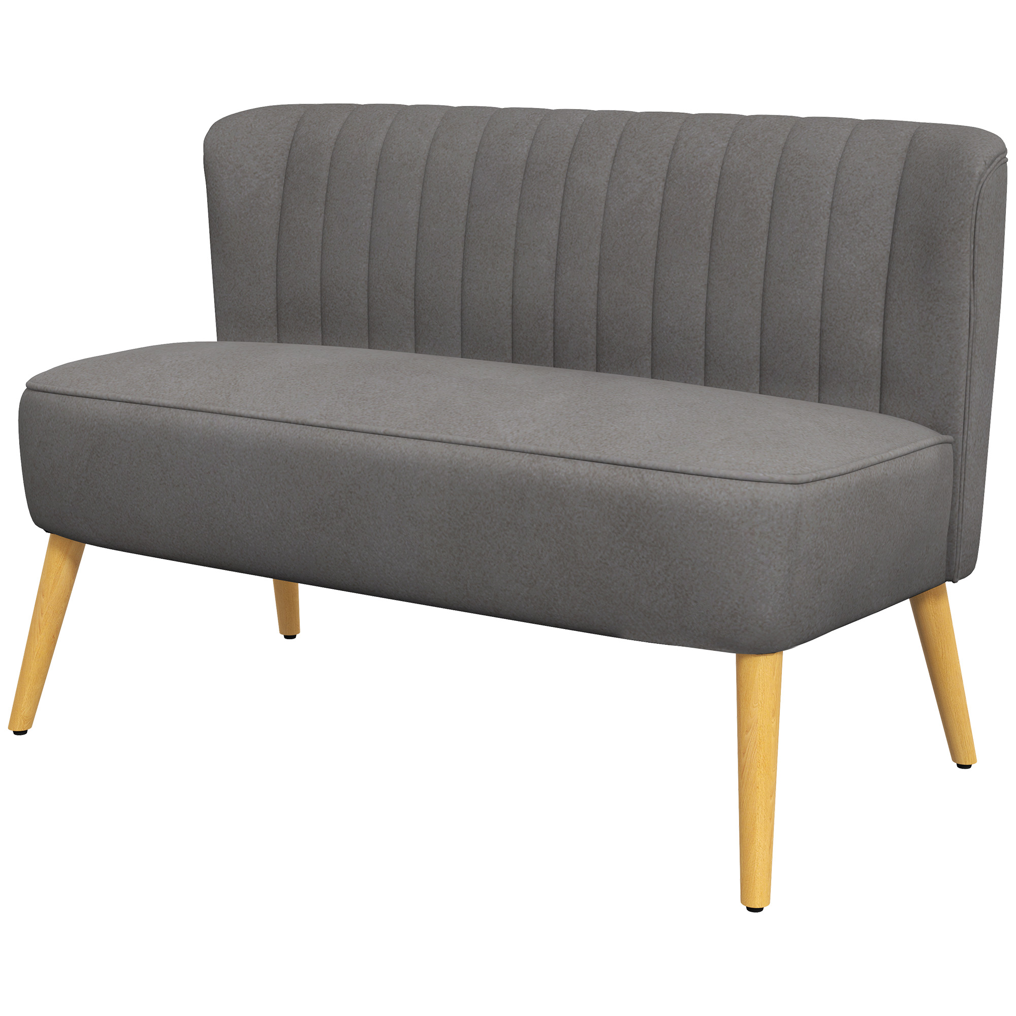 Sofa Retrodesign 2-Sitzer-Sofa, Holzbeine, 117 Cm X 56,5 Cm X 77 Cm, Dunkelgrau