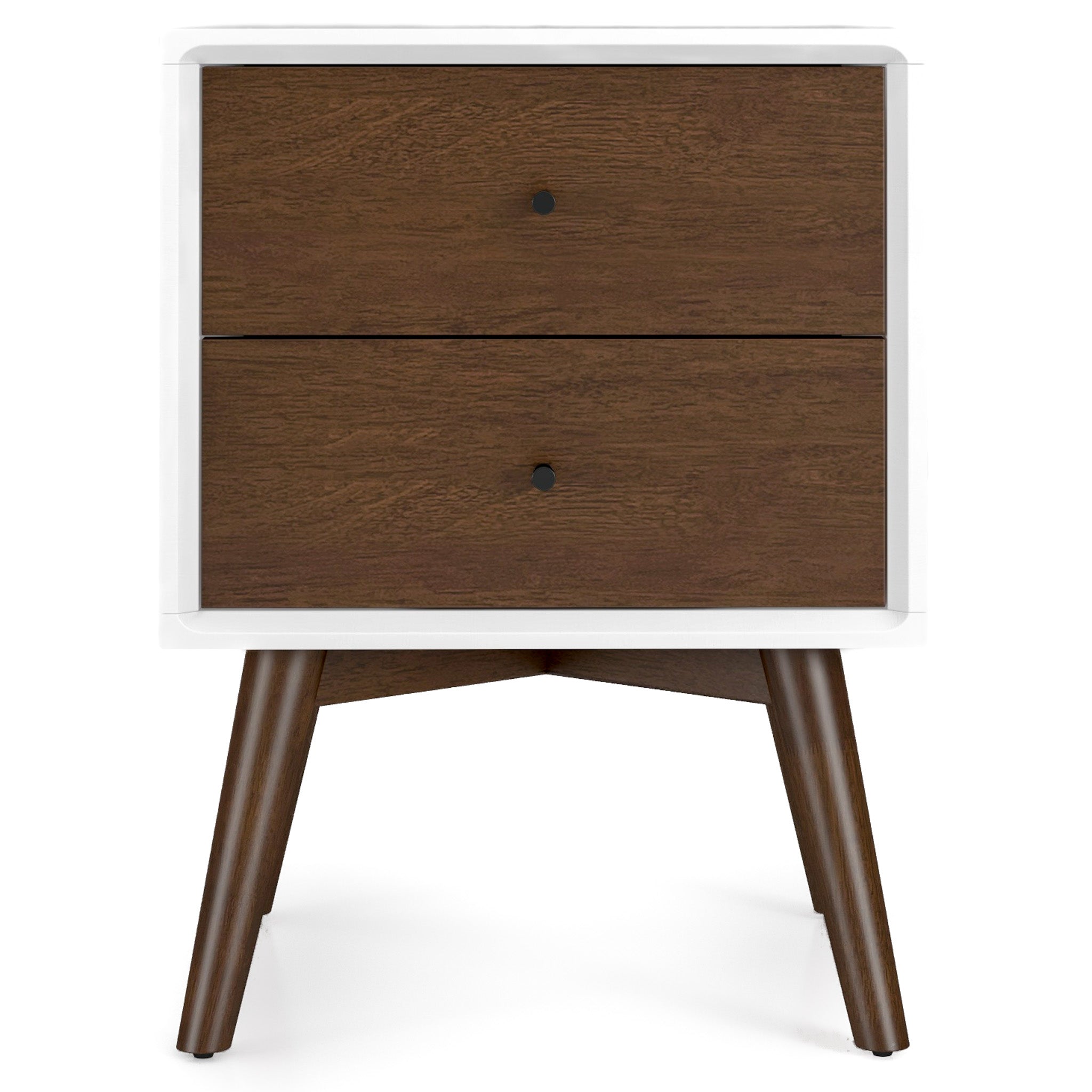 Solid Wood 2-Drawer Nightstand