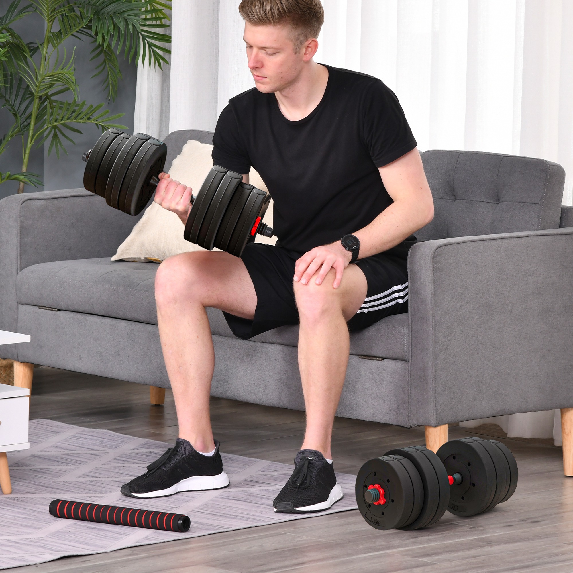 Ensemble de hanteln 2 en 1 30 kg, haltères professionnels polyvalents et langhantel – Image 2