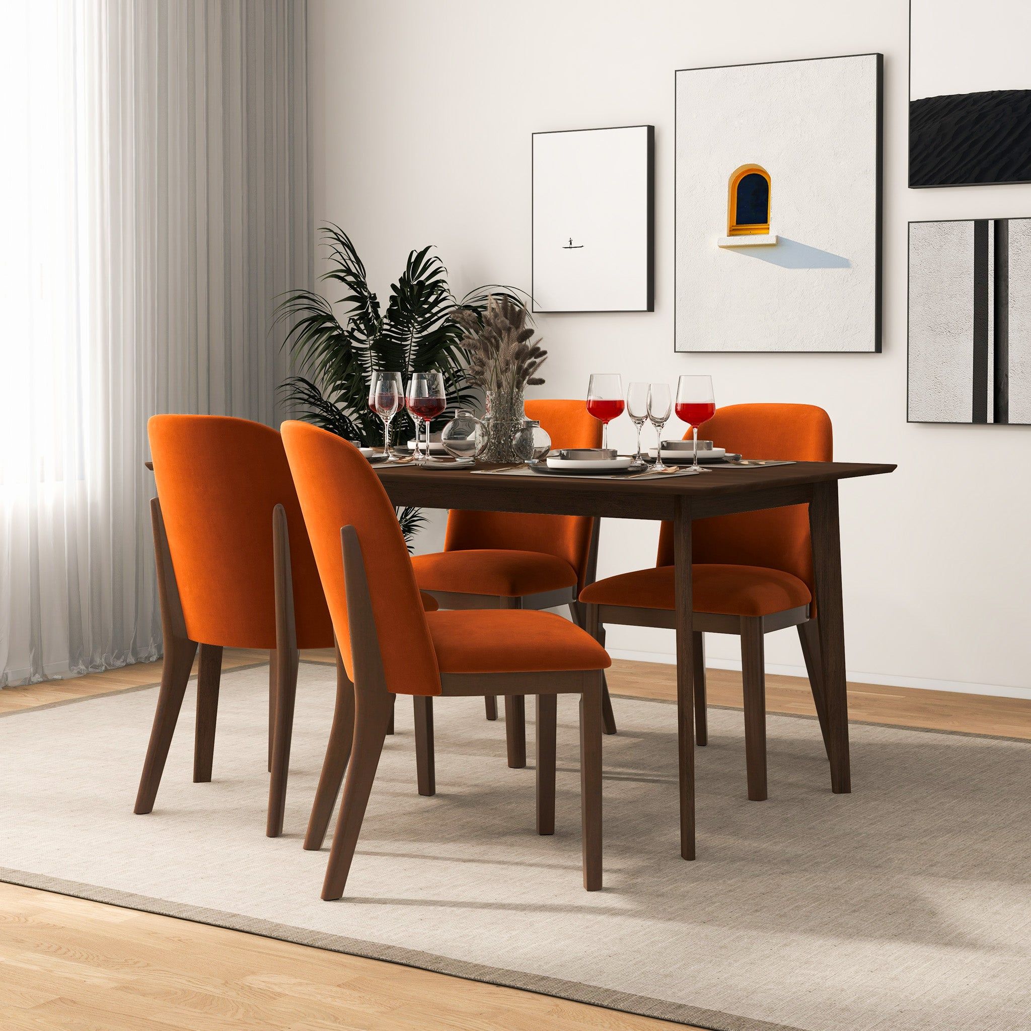 Velvet Upholstered Dining Chair Set, picture 4 of 4