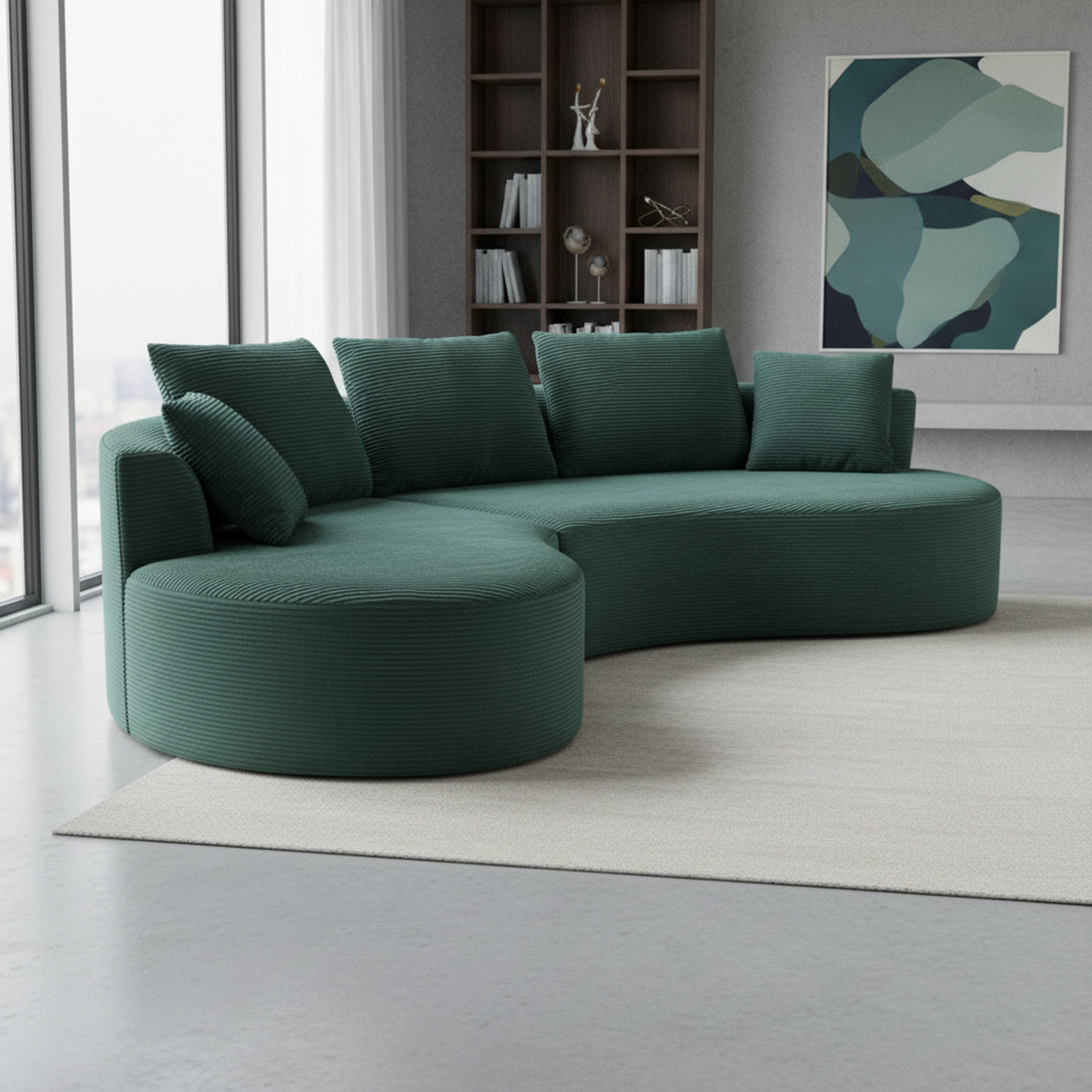 Curved Modular Sectional Couch 2 Piece Set with Pillows — photo 4