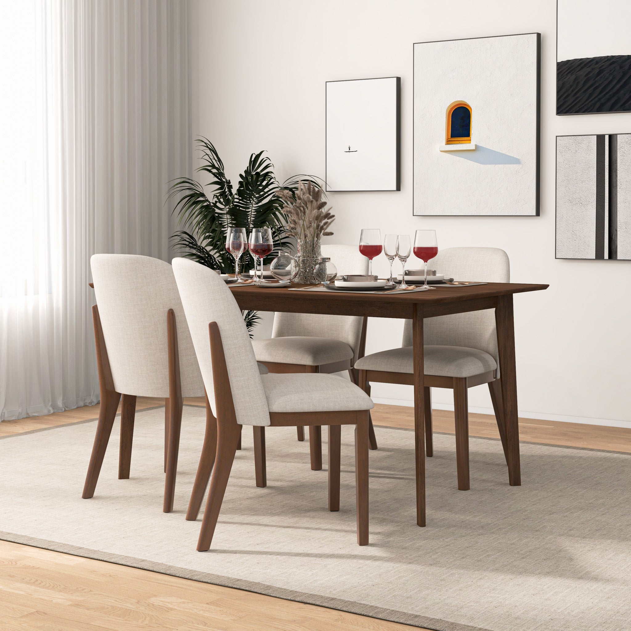 Linen Upholstered Dining Chair Set, picture 3 of 4