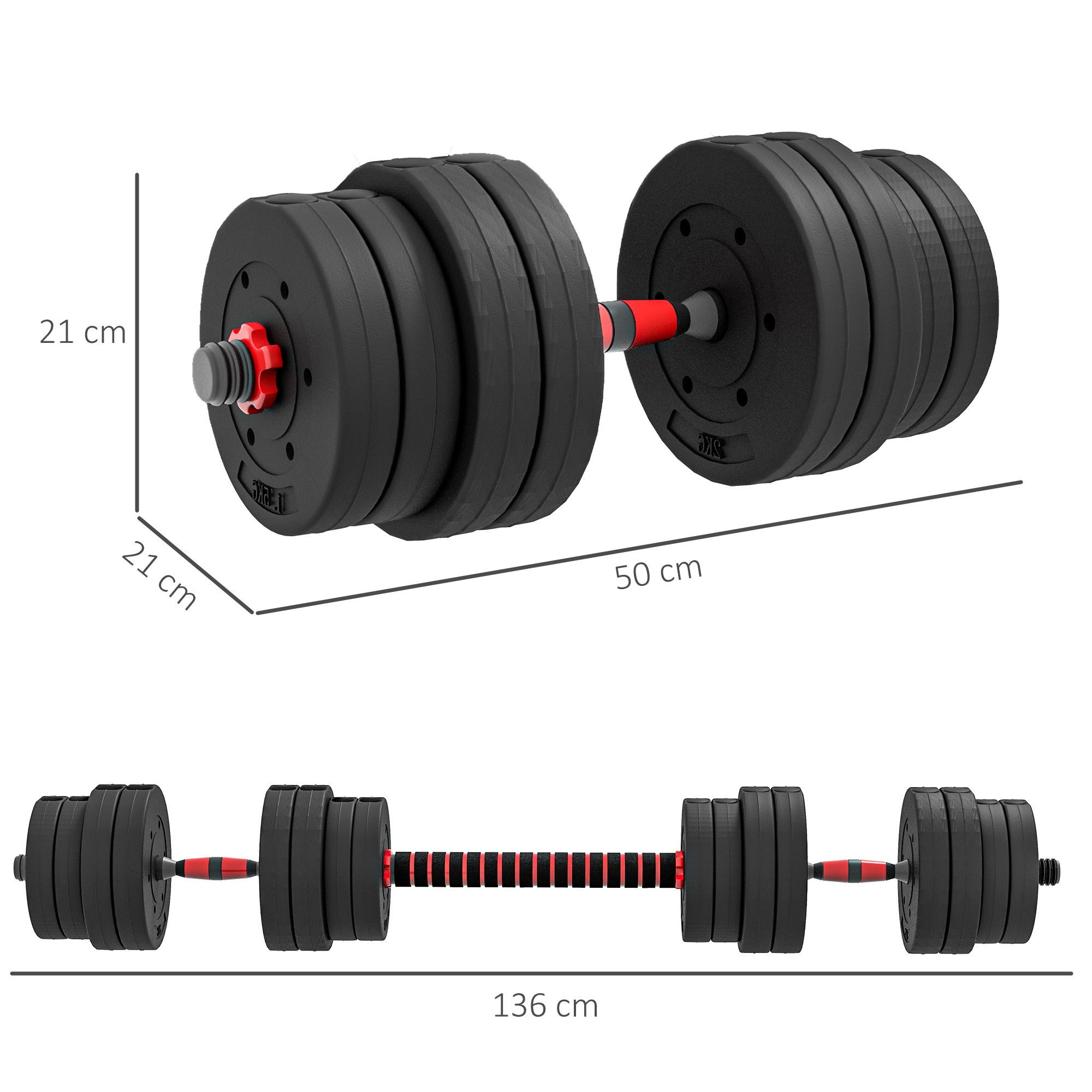 Ensemble de hanteln 2 en 1 30 kg, haltères professionnels polyvalents et langhantel – Image 3