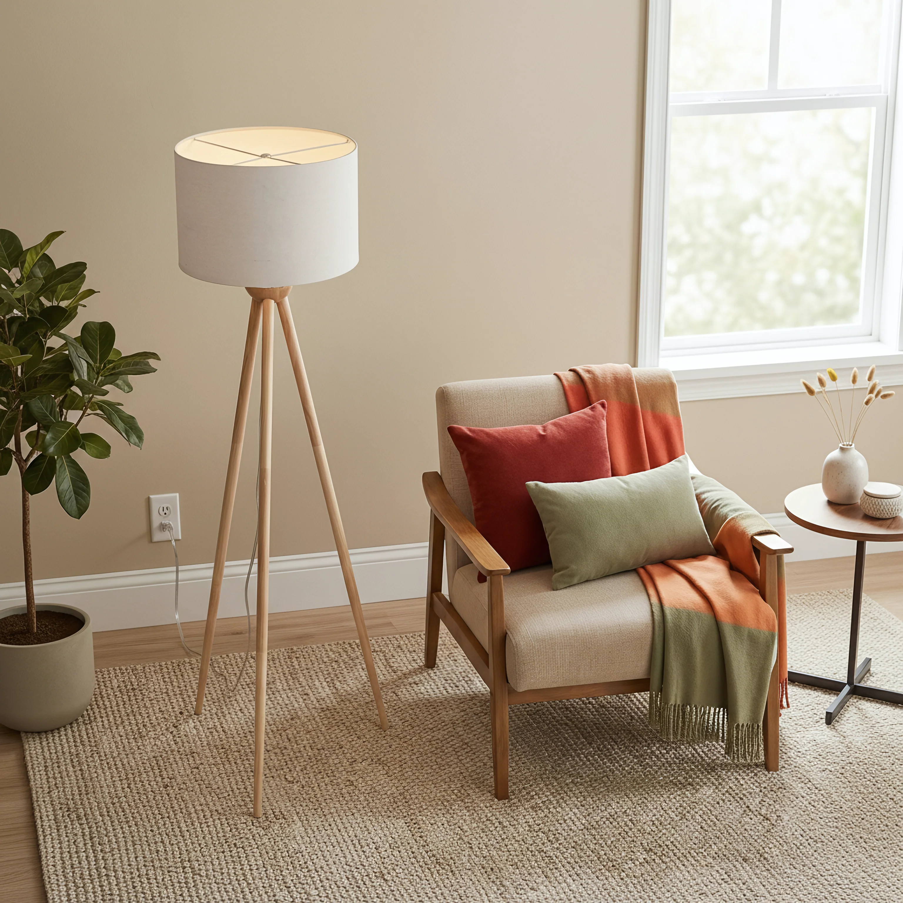 Tall Corner Floor Lamp, Energy Efficient LED Standing Light For