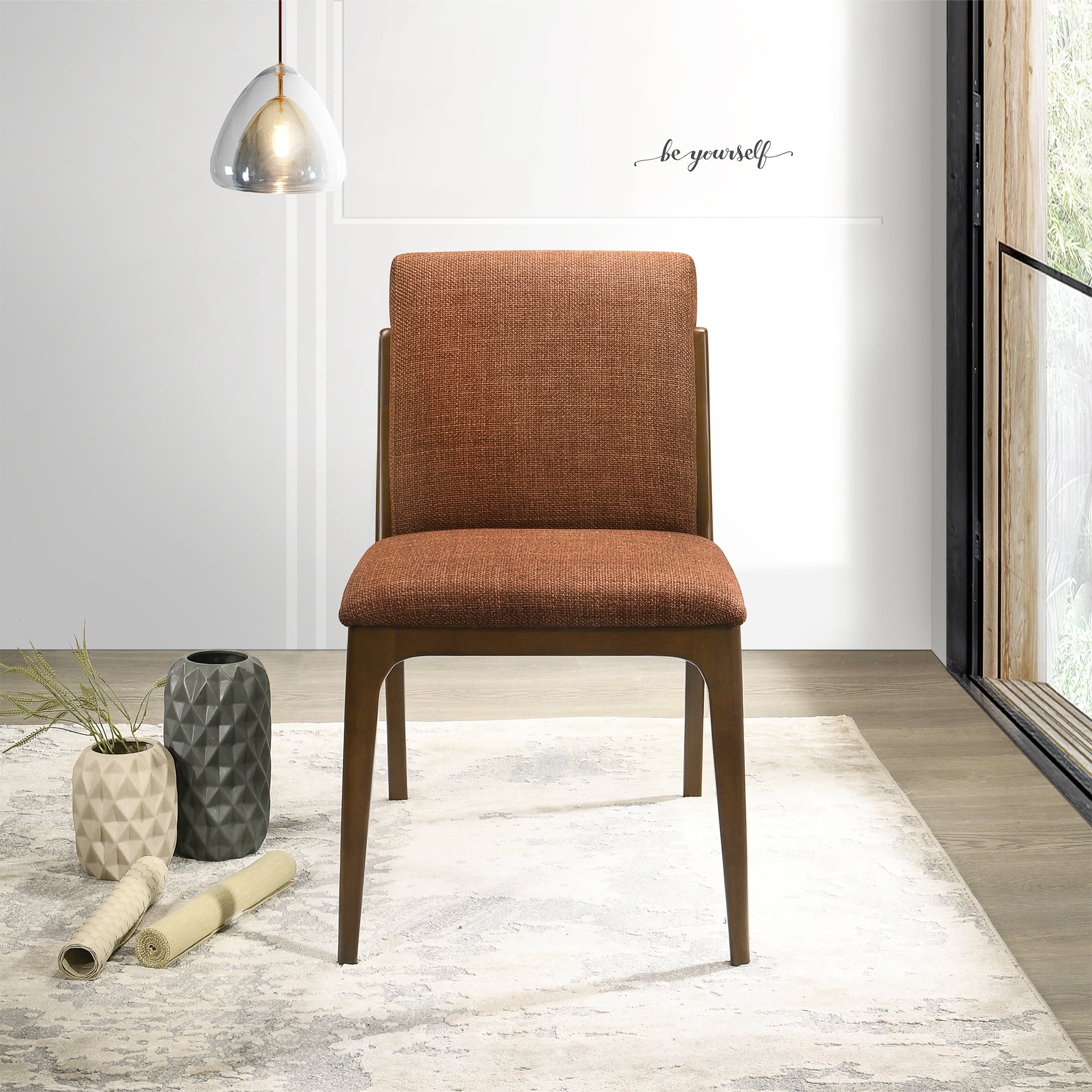Orange Fabric Dining Chair Set, picture 4 of 4