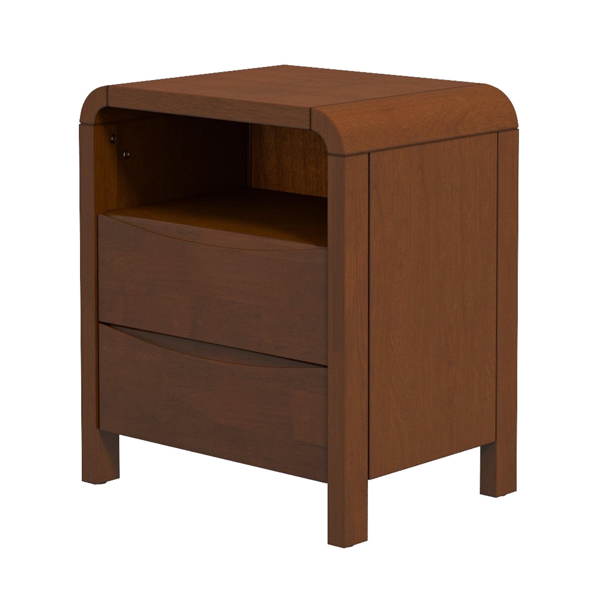 Solid Wood 2-Drawer Nightstand