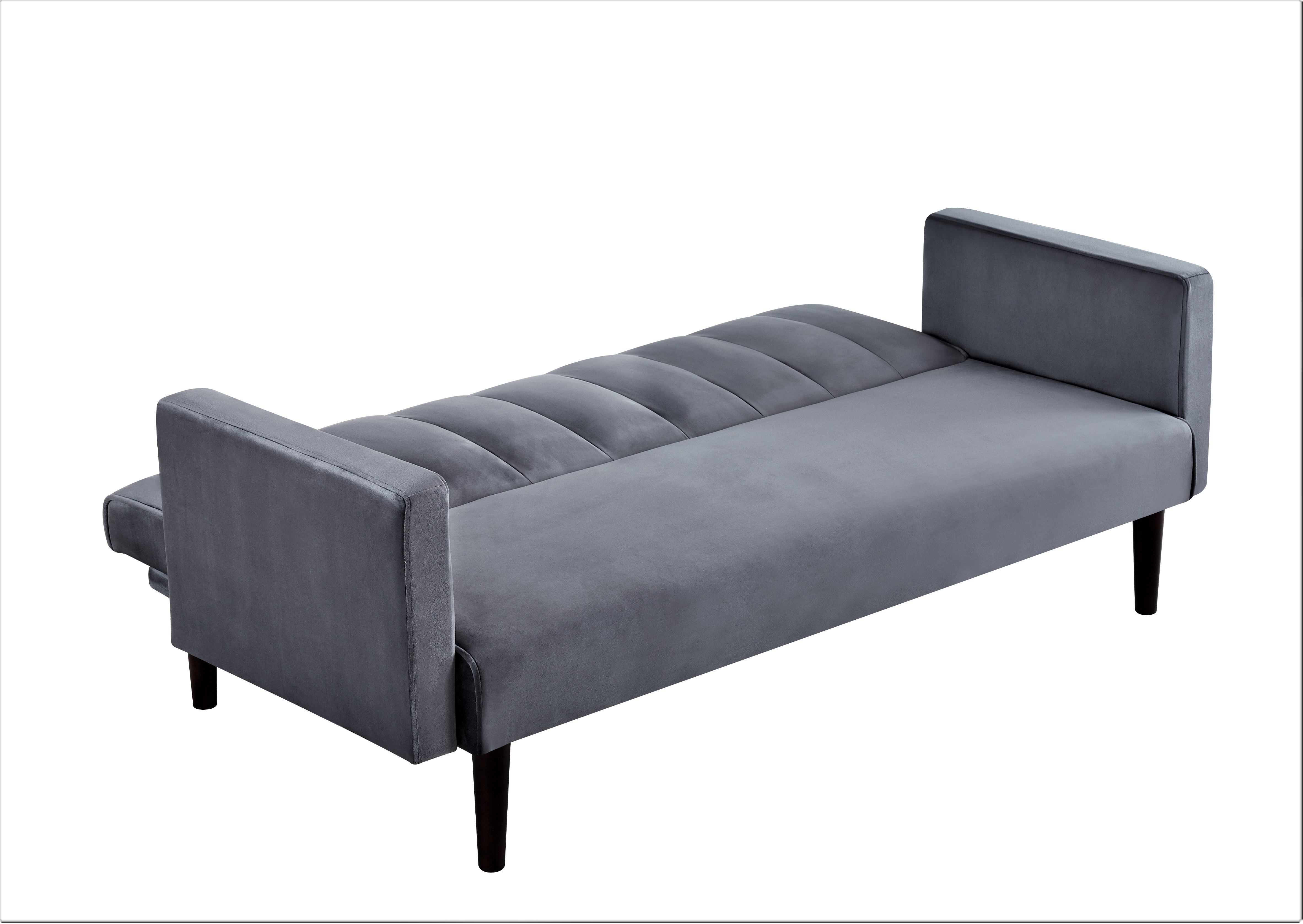 72   Velvet Convertible Futon Sofa Bed - Full Out Twin Sleeper Couch W Channel Stitch, Wood Frame & High-Density Foam - Space-Saving For Apartments Dorms, Grey