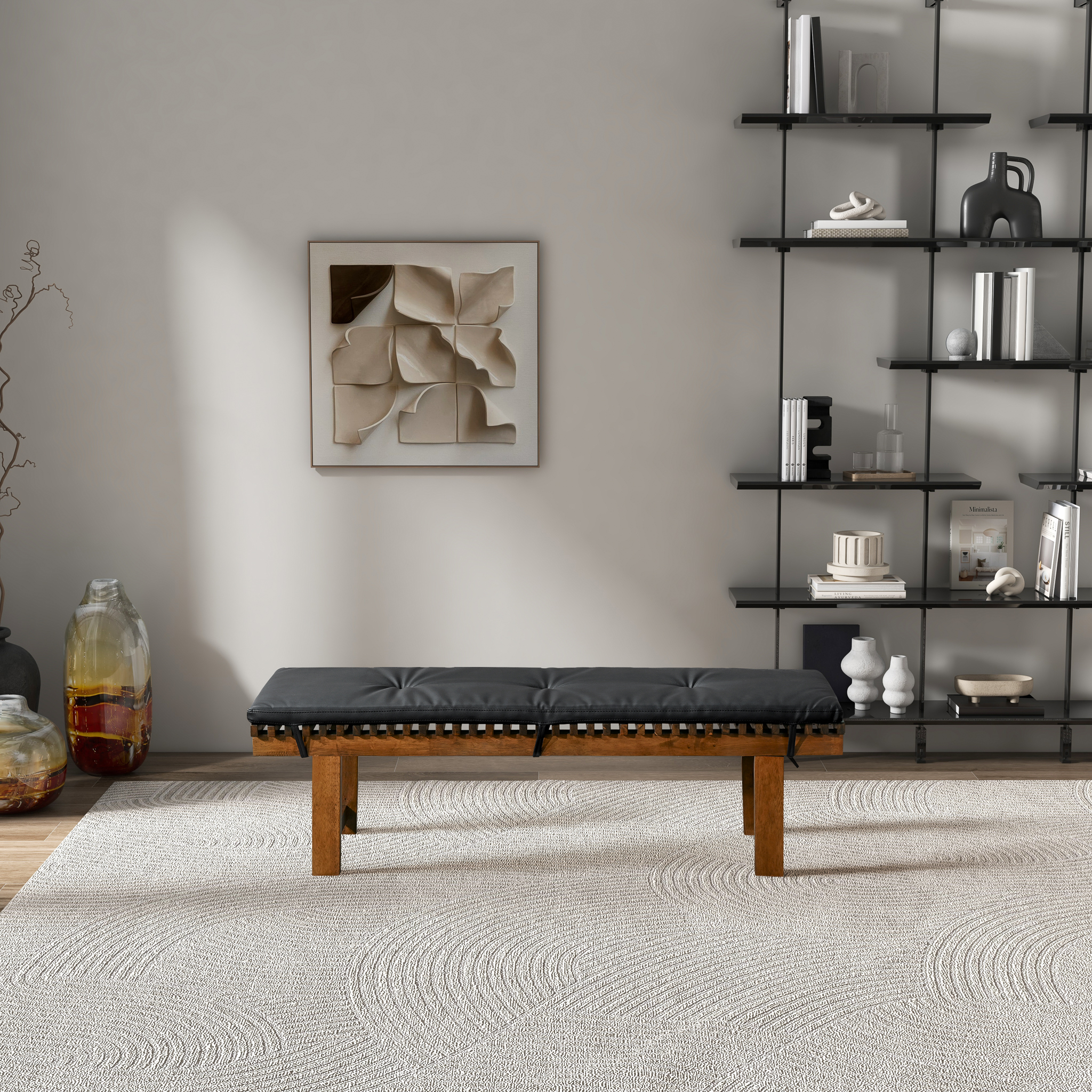 Faux Leather Upholstered Bench, picture 2 of 4