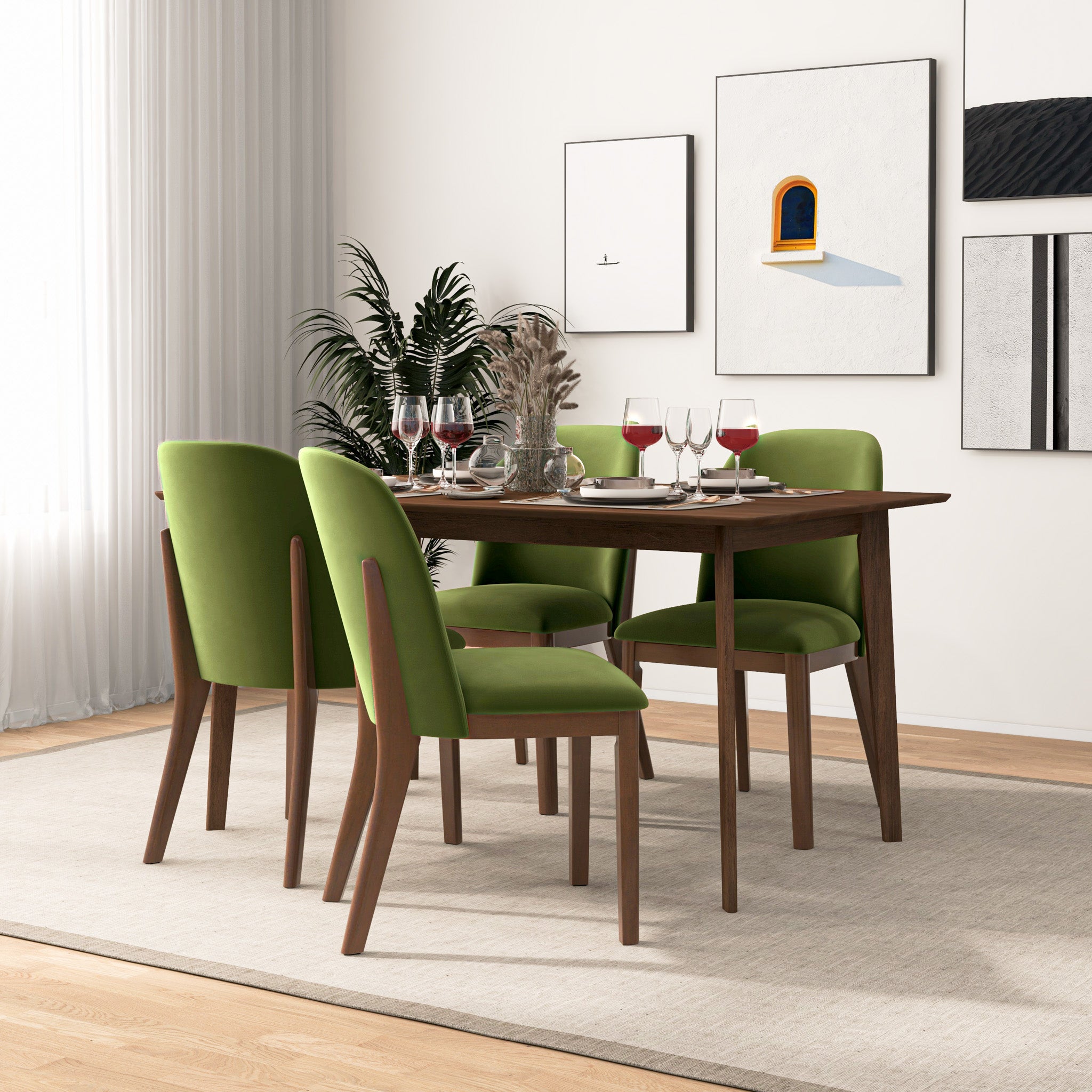 Velvet Upholstered Dining Chair Set, picture 3 of 4