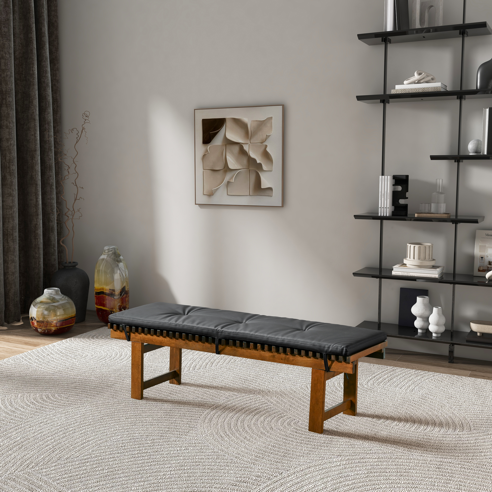 Faux Leather Upholstered Bench