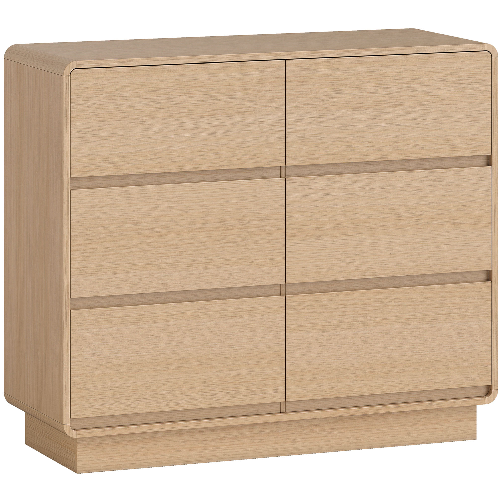100 Cm Sideboard, Buffetschrank Mit 6 Schubladen, Kommode Für Küche, Wohnzimmer, Esszimmer, Naturholz