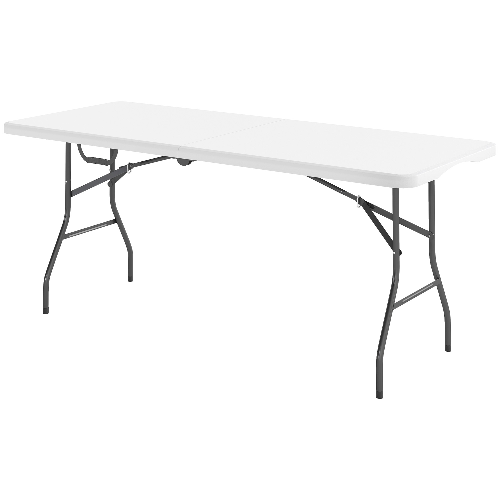 Klapptisch, Faltbarer Campingtisch, Metall, Kunststoff, Picknicktisch, Weiß