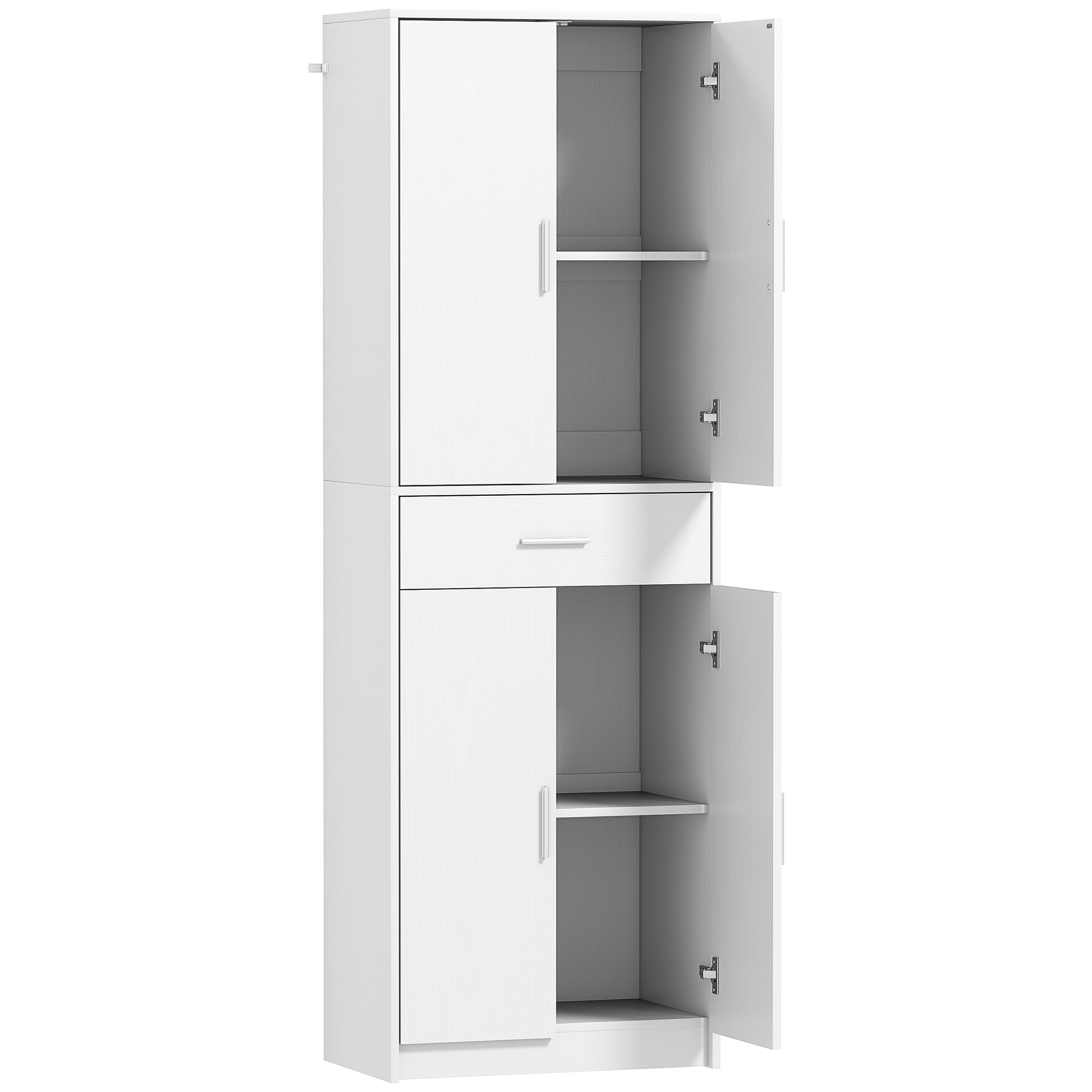 Küchenschrank, 3-stufig Verstellbare Regale, Spanplatten, MDF, Viel Stauraum, Weiß