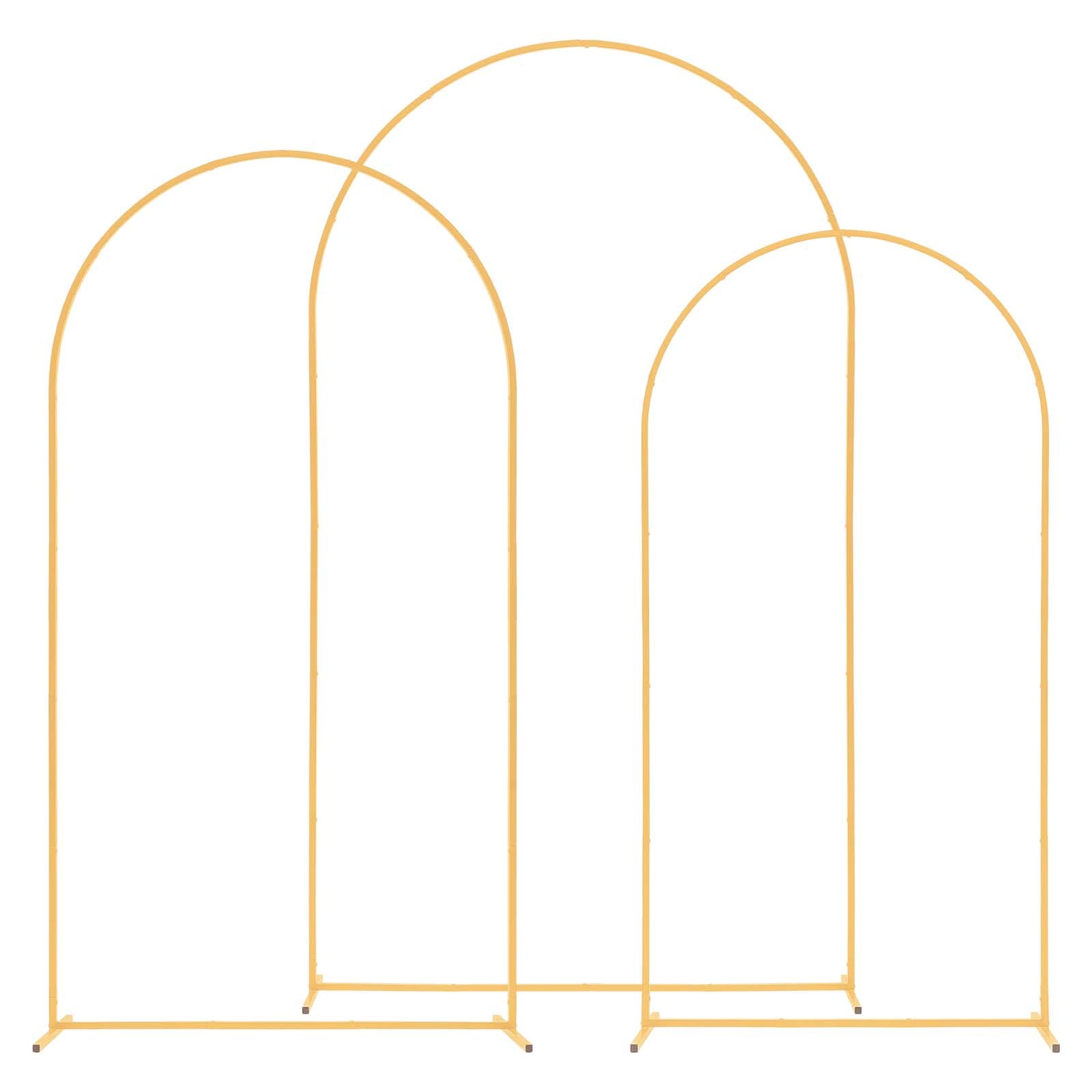 Arch Backdrop Stand, Set Of 3, 8 7.2 6.6 Ft, Stable Structure, Easy Assembly, Gold Metal Arch Backdrop Stand For Wedding, Birthday Party, Graduation, Holiday Celebration, And Ceremony Decoration