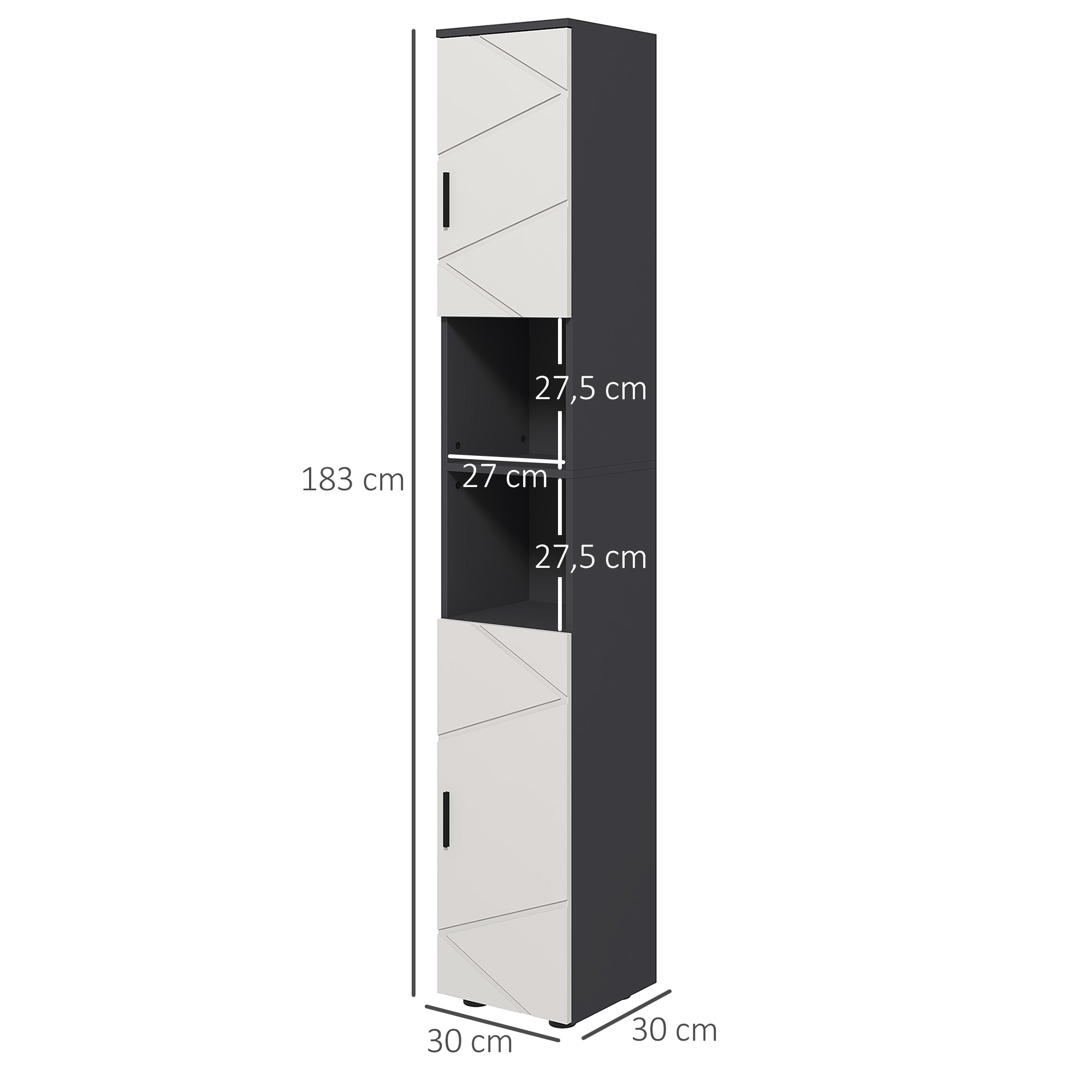 Badezimmerschrank, Badschrank, Verstellbare Regale, Spanplatte, Hellgrau