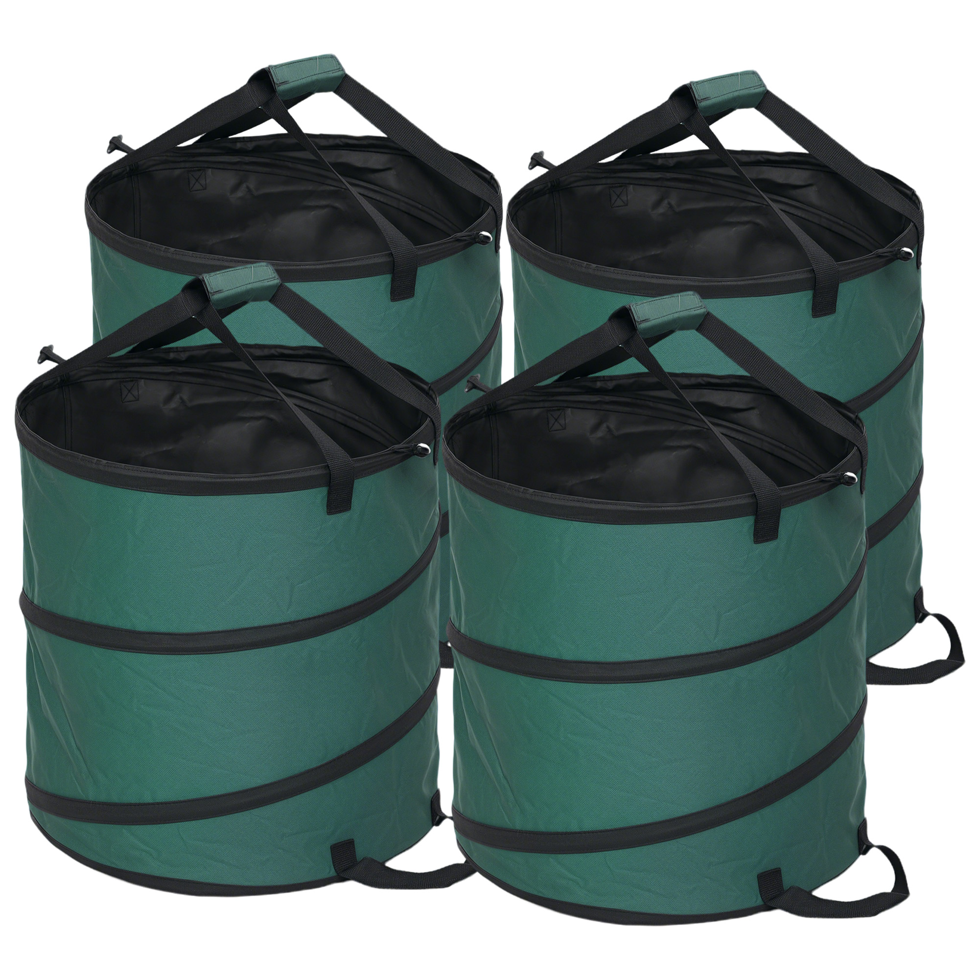 Gartensack 4x86L Wasserdicht Gartenabfallsack Mit Trageschlaufen Griffe, Stabil Robust Laubsack Grün