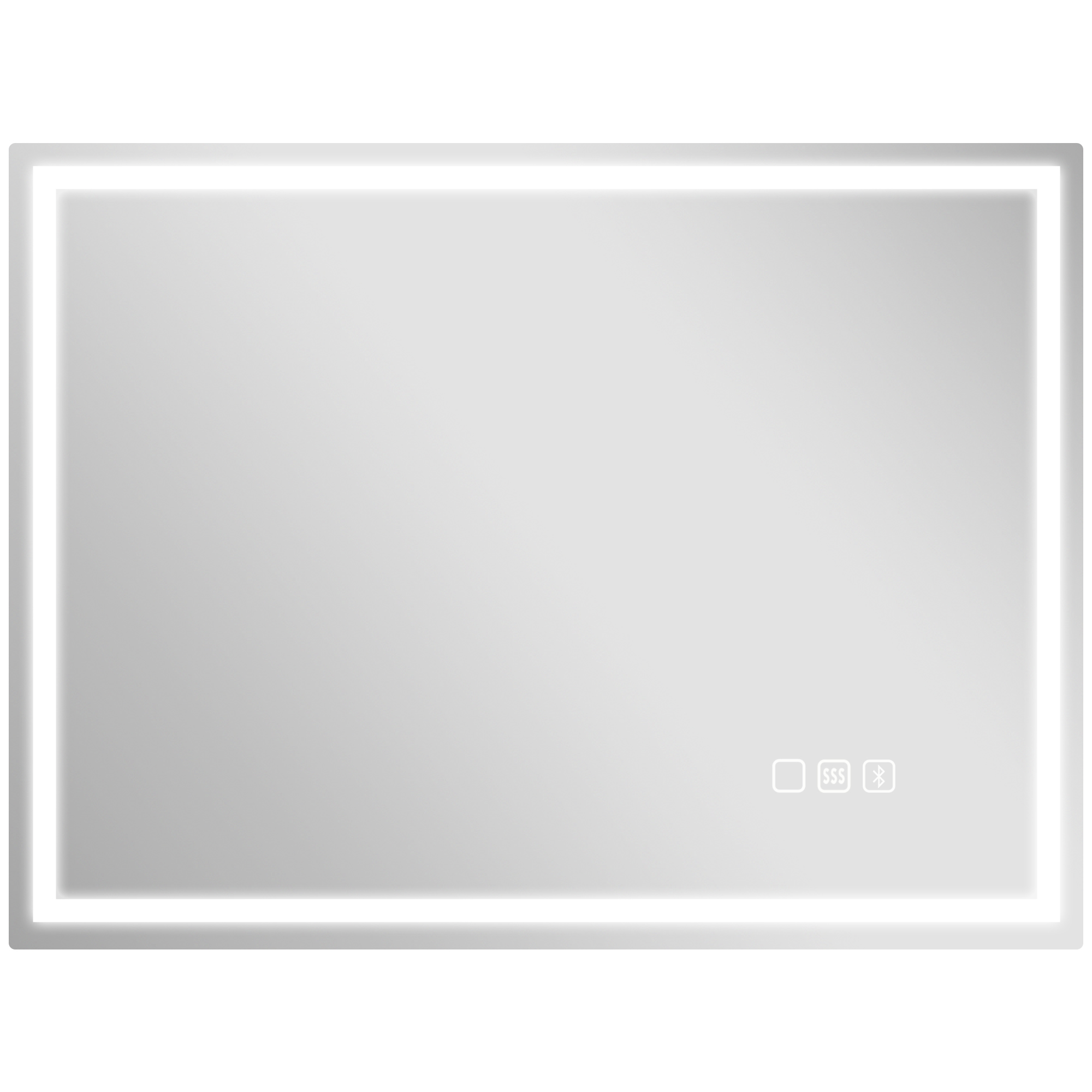 Badezimmerspiegel Mit LED-Beleuchtung, Anti-Beschlags-Pad, 3 Verstellbare Farben, Uhr, 600 X 800 Mm, Silberfarben