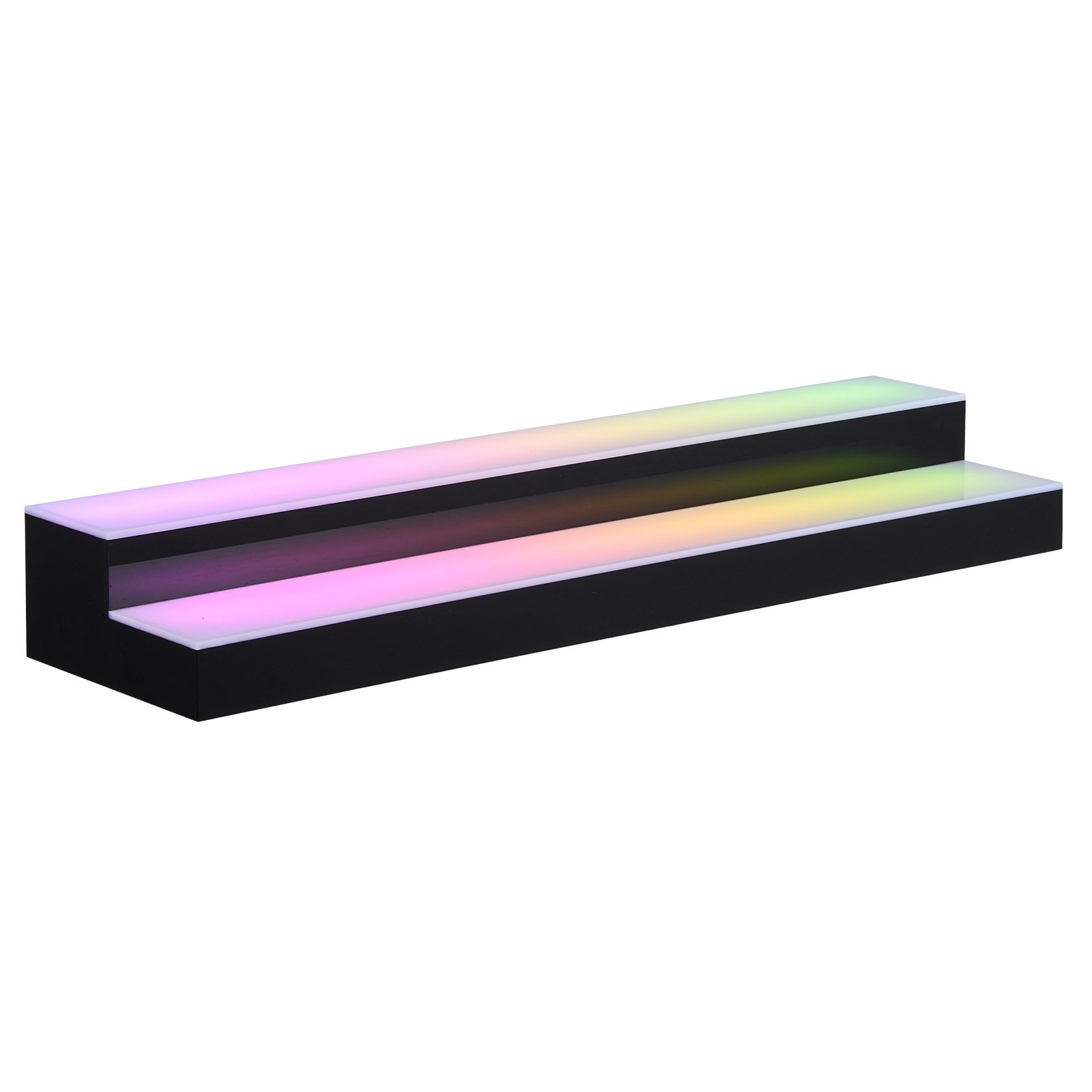 LED Lighted Liquor Bottle Display, 2 Tiers 30 Inches, Supports USB, Acrylic Illuminated Home Bar Shelf Display With RF Remote & App Control, 9 Static Colors, Timing Mode, For 14-20 Bottles