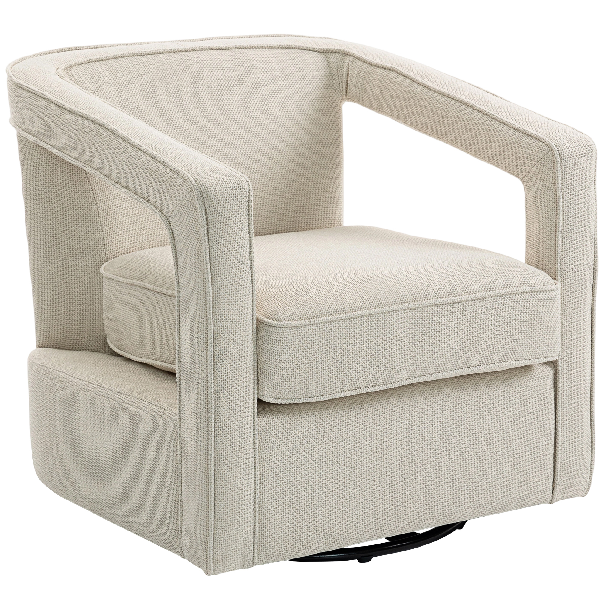 Sessel Wohnzimmer 360° Drehbar Loungesessel Relaxsessel Mit Einteilig Rückenlehne Und Armlehnen 77 X 75 X 72 Cm Beige