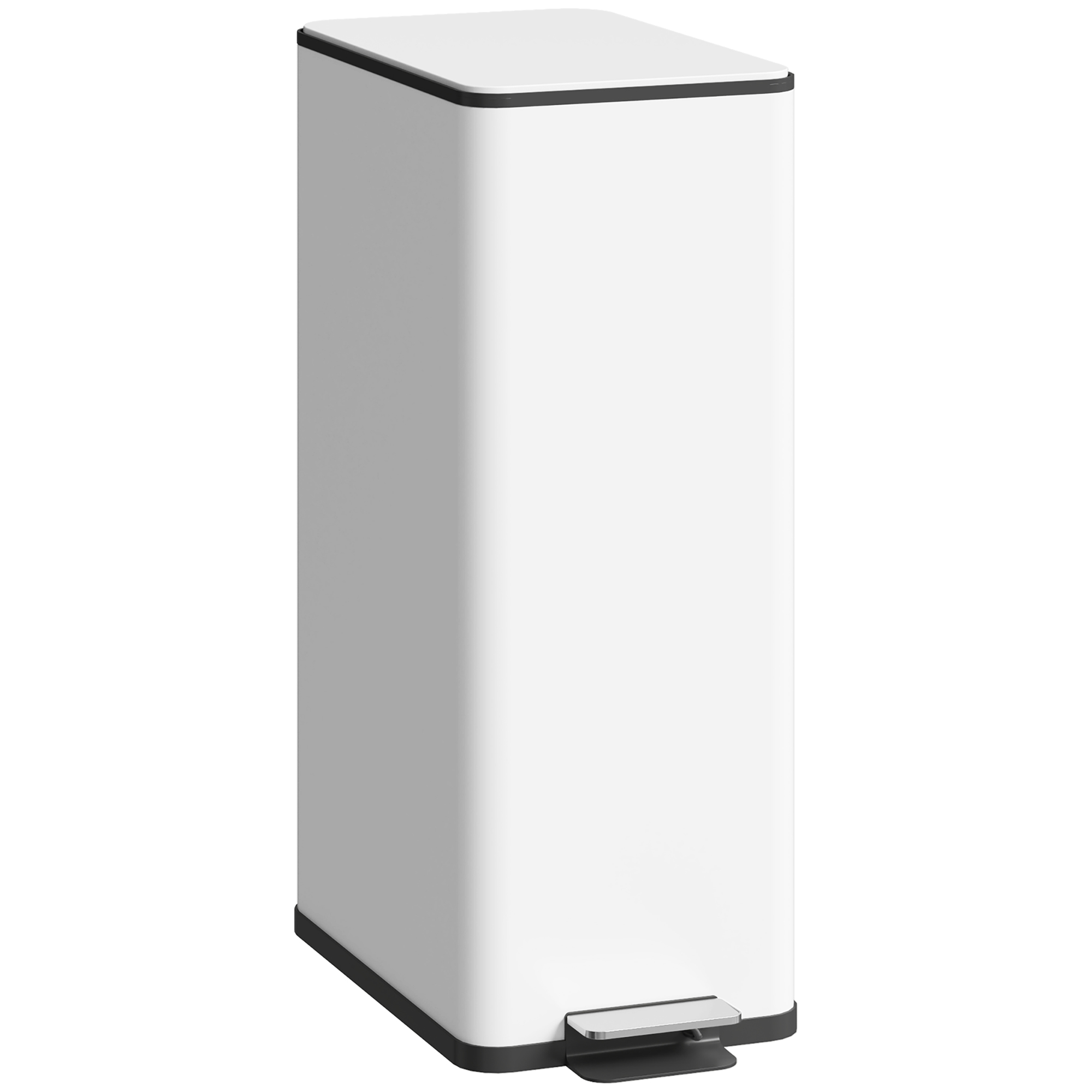 Mülleimer 20L, Soft-Close-Deckel, Deodorant-Fach, Fingerabdrucksicher, Edelstahl, Weiß