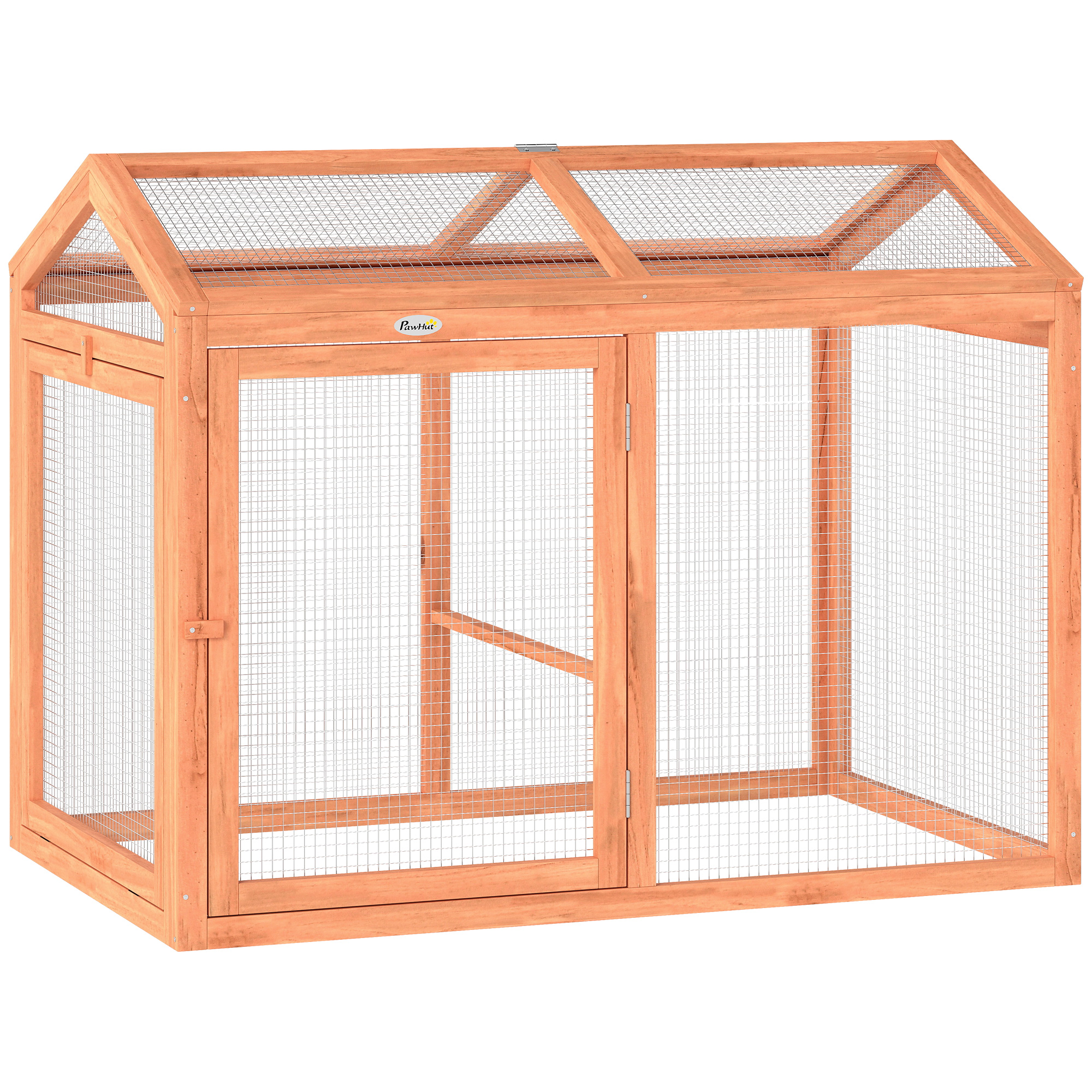 Hühnerstall Freilaufgehege Mit Sitzstange Doppeltüren, Aus Holz Und Metall, Für 2 Hühner, 104 X 70,5 X 84 Cm Orange