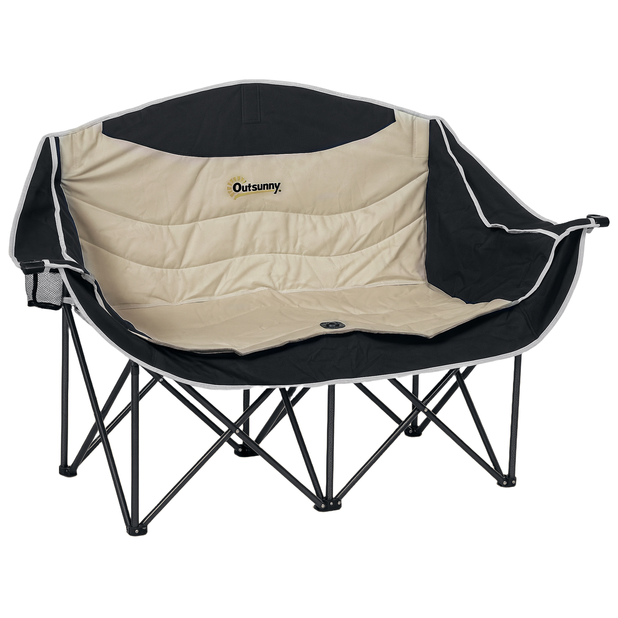 Faltstuhl Faltbar 2 Sitzer Campingstuhl Mit Getränkehalter Tragetasche Bis 250kg Belastbar Khaki