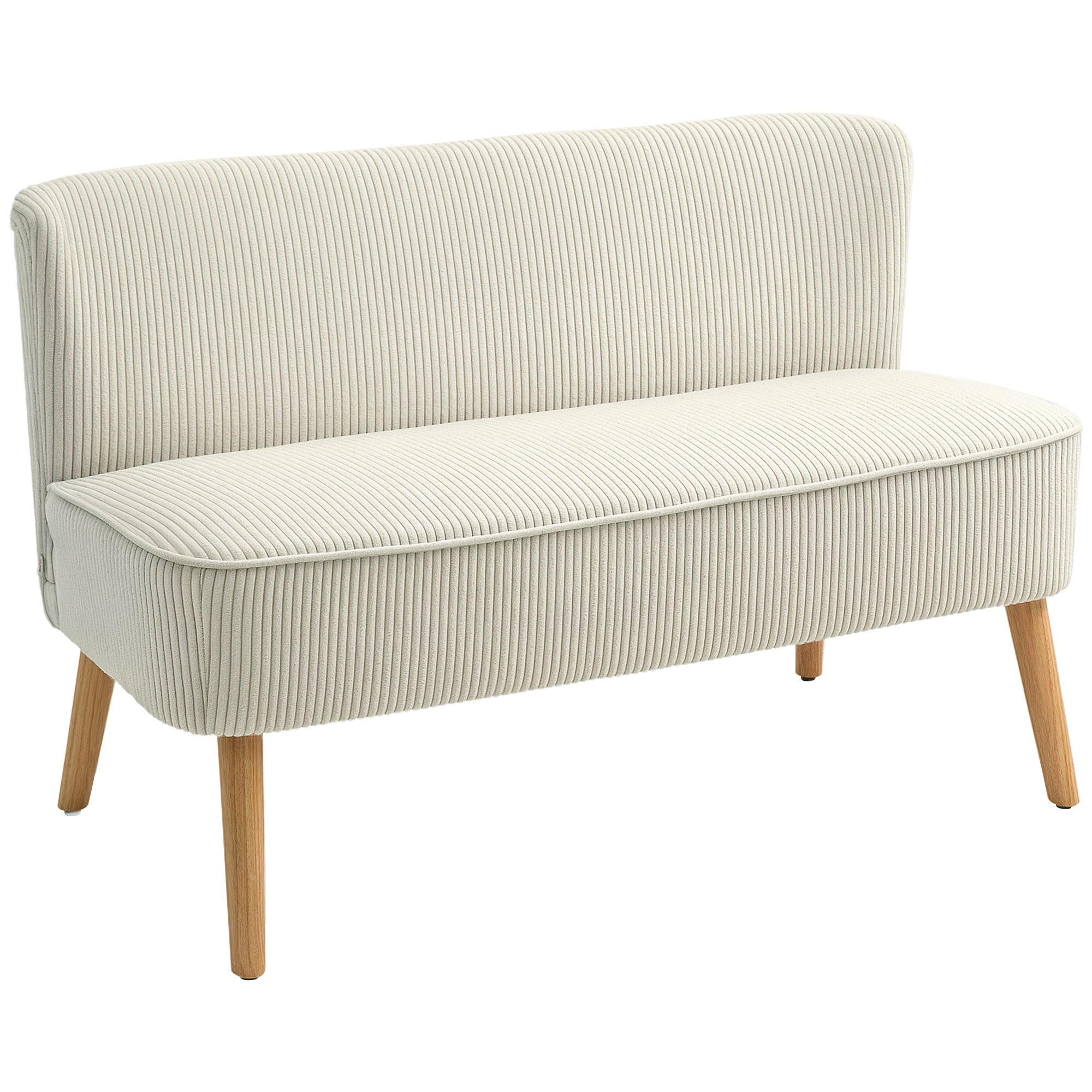 2-Sitzer Sofa, Weiche Polsterung, Pflegeleichter Bezug, Bis 150 Kg Belastbar, 117 X 56,5 X 77 Cm, Cremeweiß