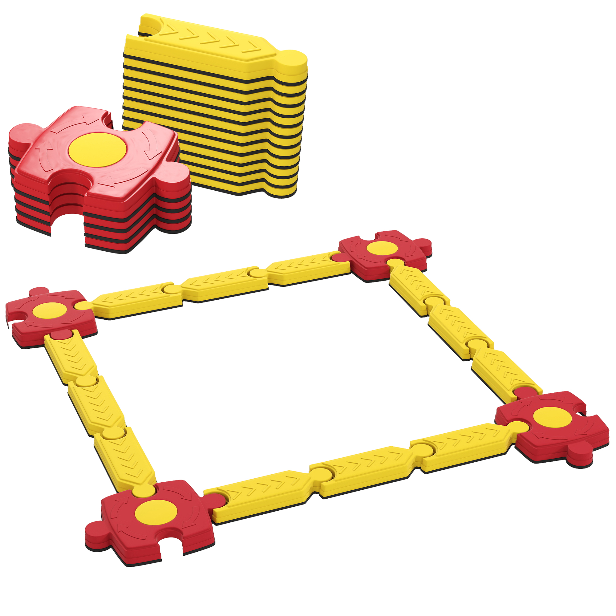 Kinder Schwebebalken-Set, Frei Gestaltbar, Kunststoff, Flexible Teile, Gelb+Rot