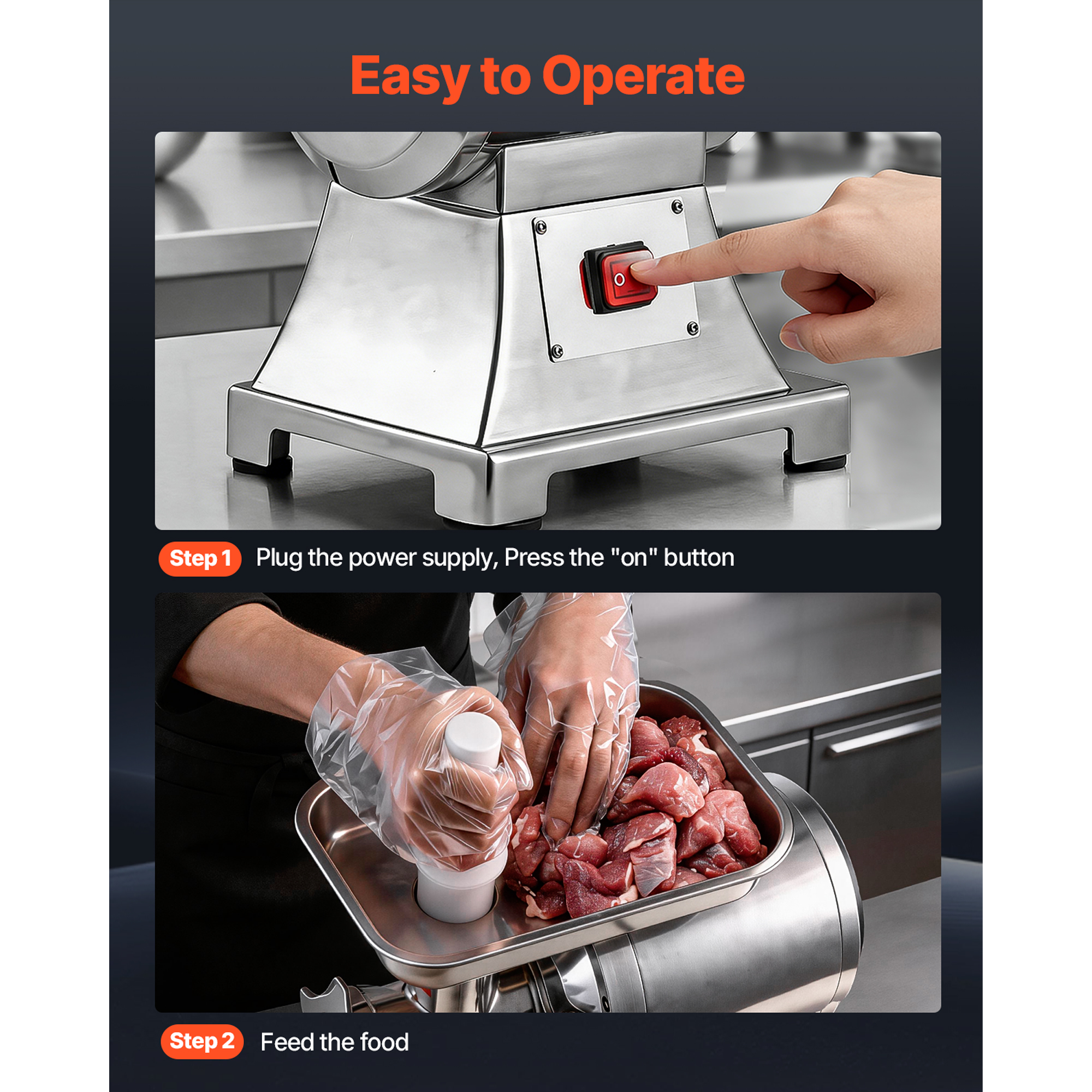 Commercial Meat Grinder, 9.2 Lbs Min Capacity, 12 Electric Meat Mincer With 2 Plates, 3 Sausage Stuffing Tubes & Kibbe Kit, 750W 1HP Sausage Maker For Home Kitchens & Restaurants, ETL Listed image 4