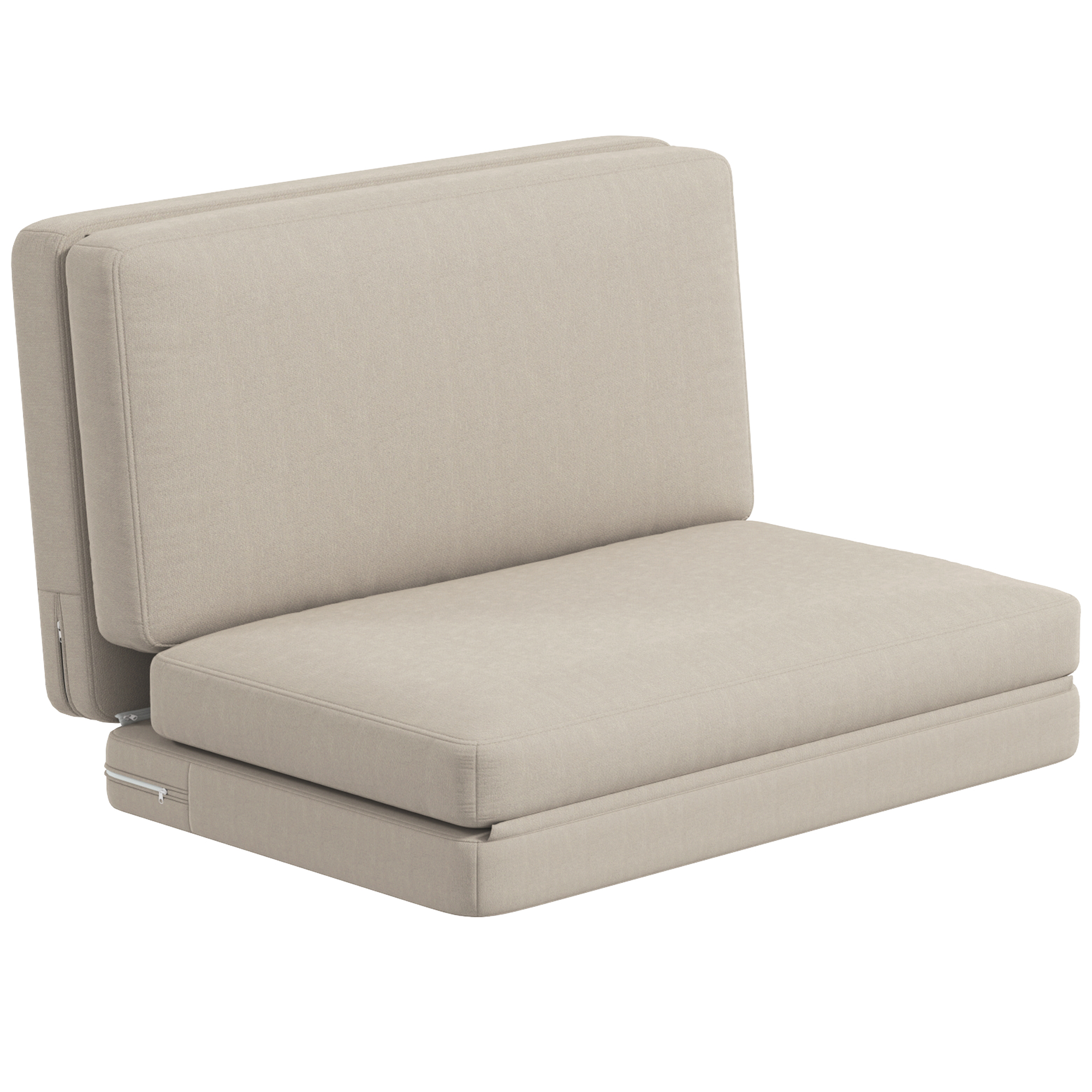 2-in-1 Faltbarer Relaxsessel, Gästematratze, Teilbar, 120 Cm Breit, Beige