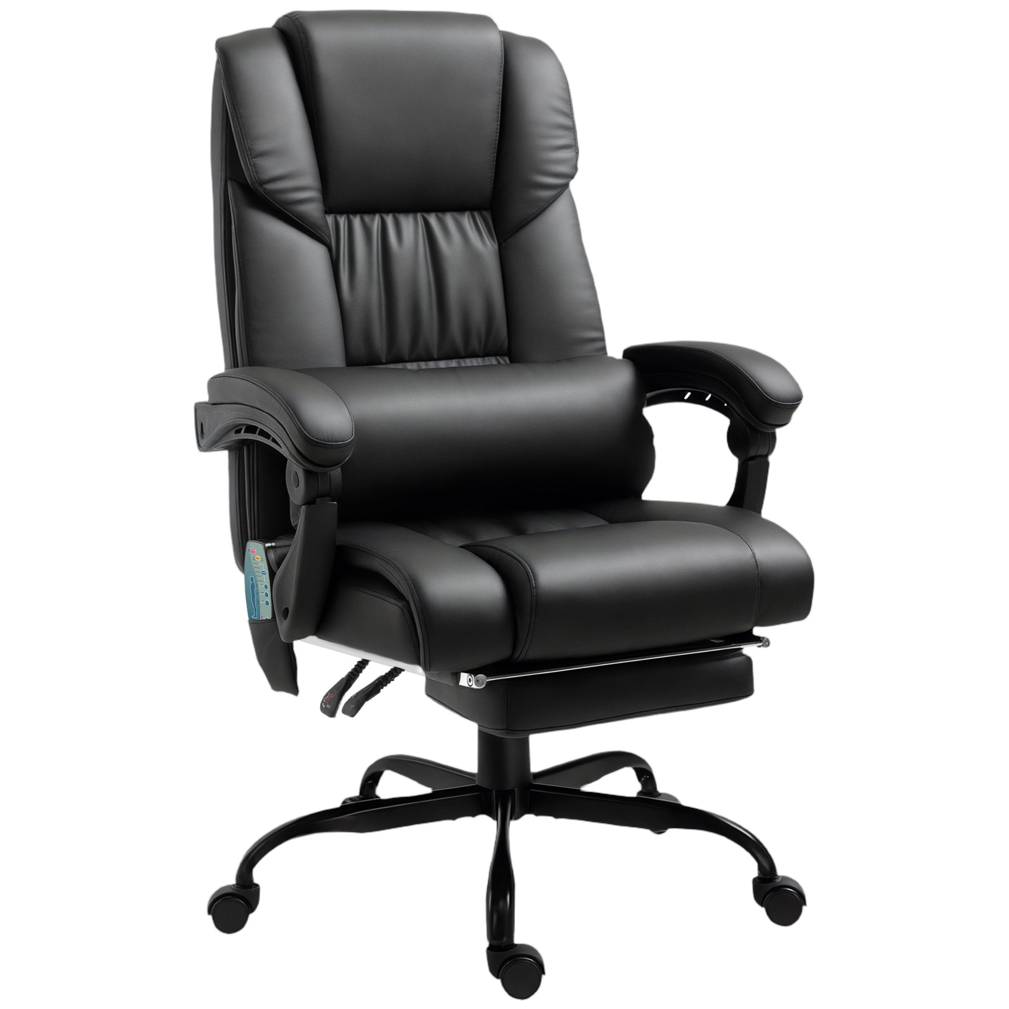 Bürostuhl Ergonomisch Mit Massagefunktion Schreibtischstuhl Mit Fußstütze, Hoher Rückenlehne, Lendenstütze Schwarz