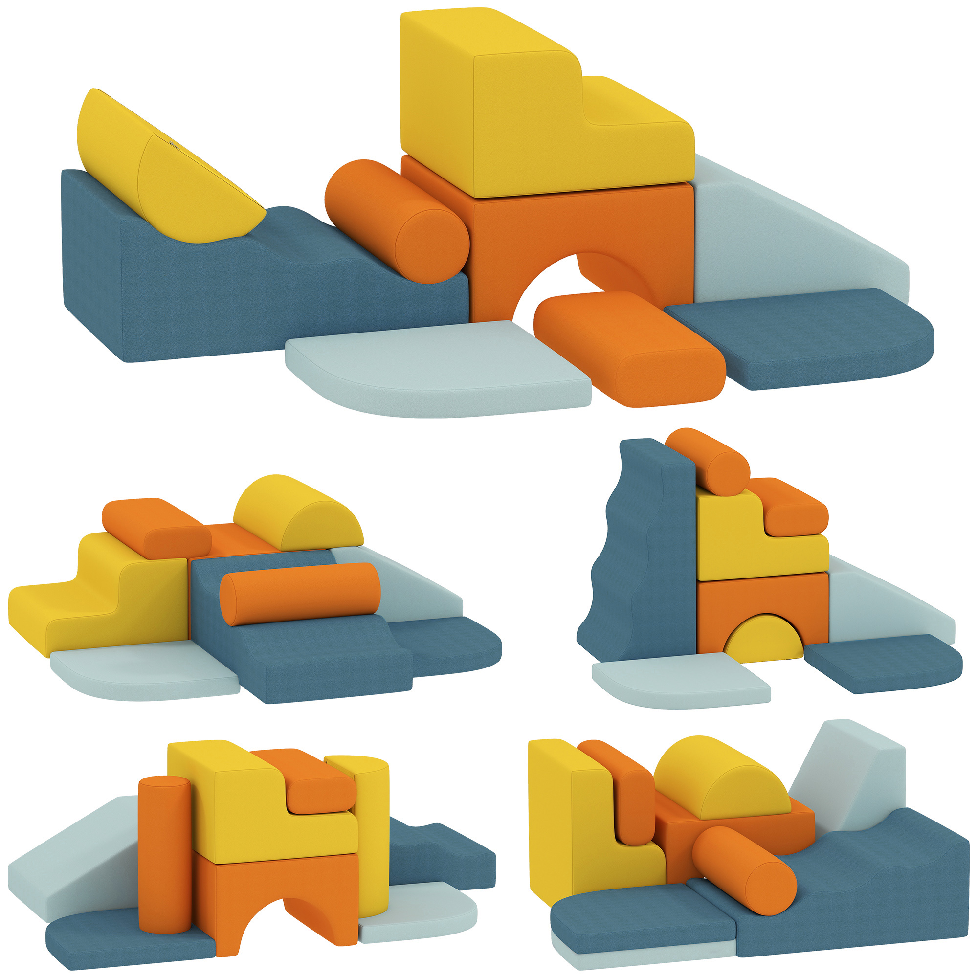 9-teiliges Soft-Baustein-Set, Weiche Blöcke Zum Bauen Und Spielen, Indoor-Spielset Für Kleinkinder, Schaumstoff, Bunt