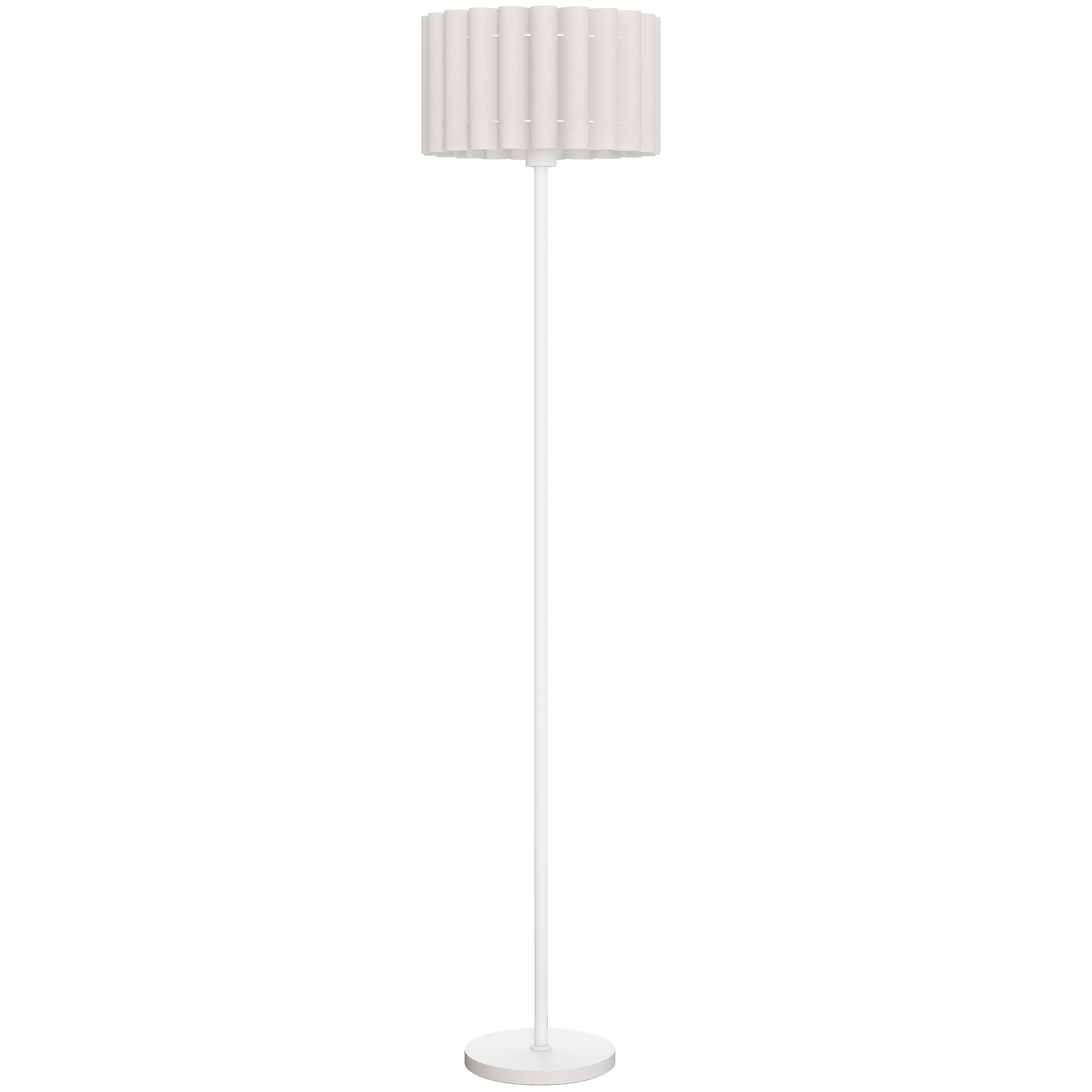 Stehlampe Im Retro-Stil, Kunststoff-Lampenschirm, Fußschalter, Metallstab, Weiß