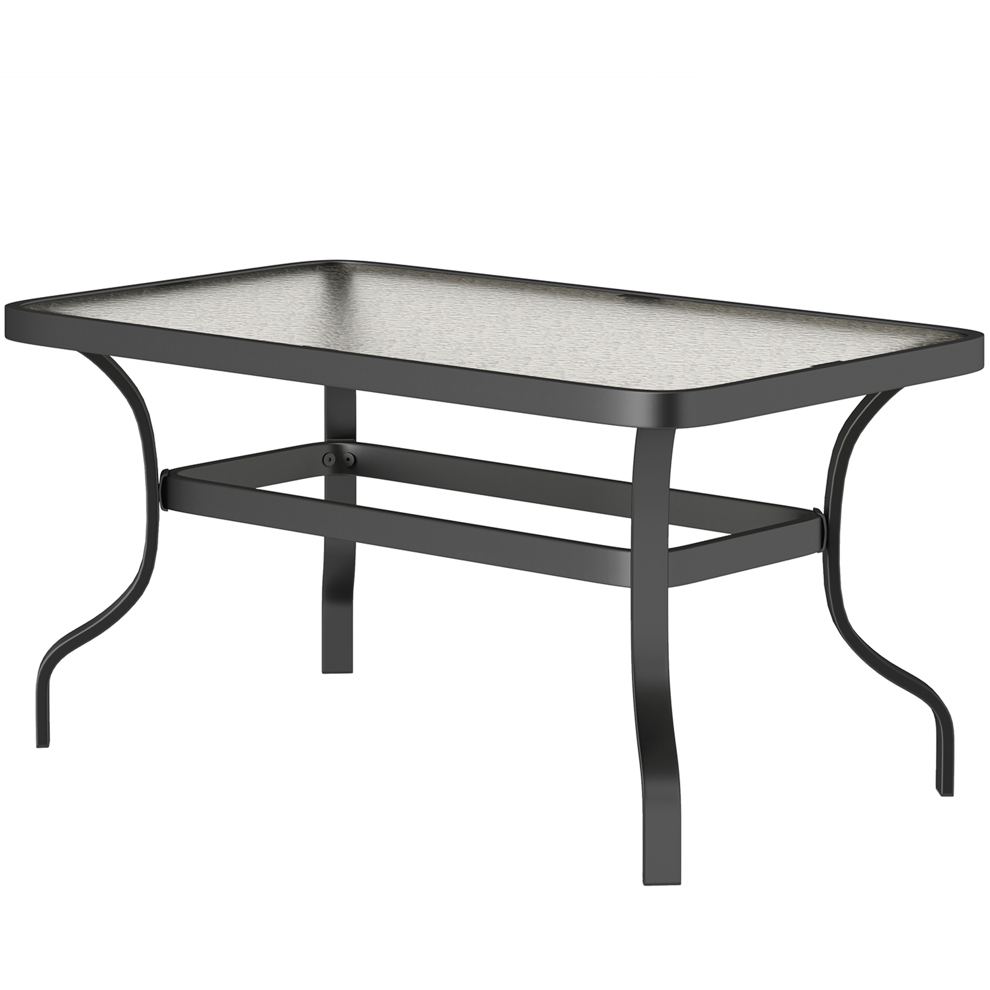 Beistelltisch Hartglas Kaffeetisch Couchtisch Mit Wellendesign, Abgerundete Ecke Balkontisch 95x55 Cm Schwarz